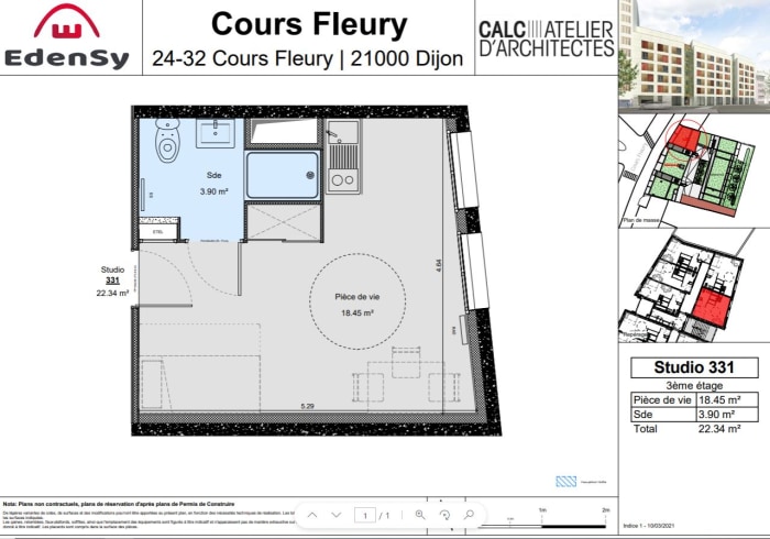 Image 6 sur 6 - Appartement  ·  Location · Dijon (21000) · 1 pièce · 22m²