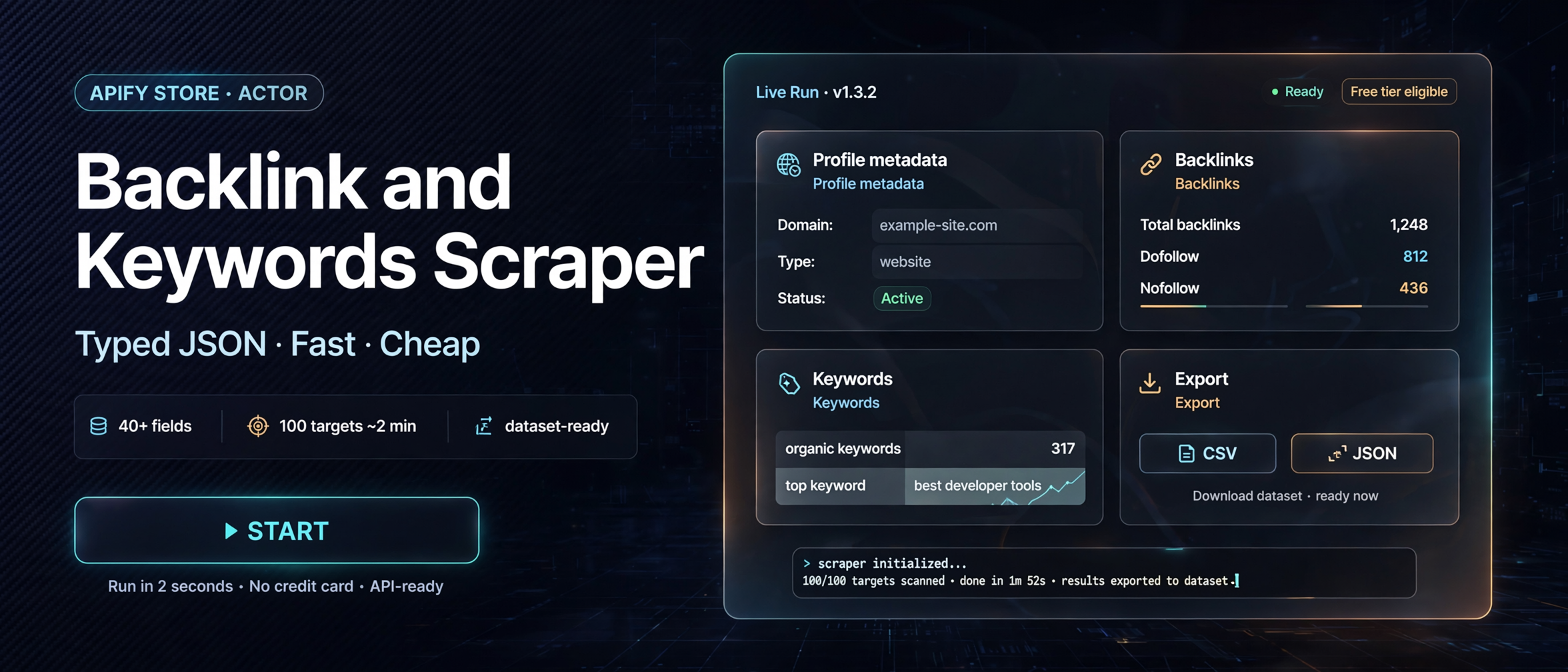 High-speed HTTP SEO crawler extracting granular backlinks, anchor text snippets, DOM positions, and keyword density