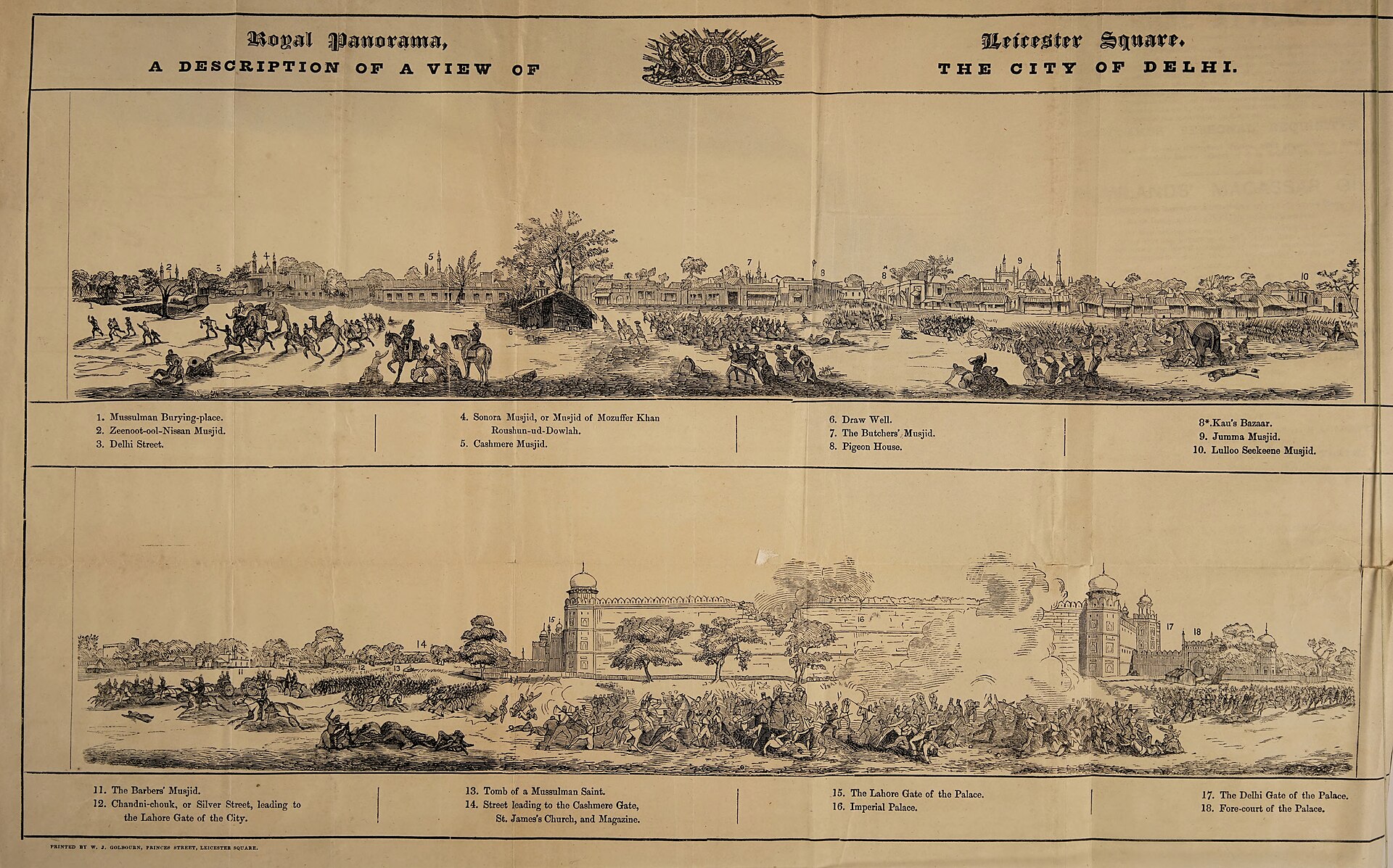View of the city of Delhi, with an action between Her Majesty's troops and the revolted Sepoys