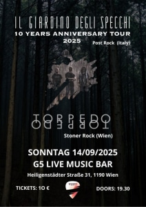 Il Giardino degli Specchi – LIVE - Mon, Sep 14, 2026, 19:00 at G5 - Live Music Bar, Heiligenstädter Straße 31, 1190 Wien, Österreich