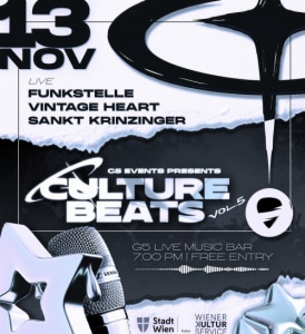 G5 Culture Beats Vol. 5 - Fr., 13.11.2026, 19:00 at G5 - Live Music Bar, Heiligenstädter Straße 31, 1190 Wien, Österreich