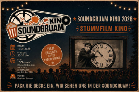 Soundgruam Kino 2026: "7 Chancen" mit Klavierbegleitung - Mi., 12.08.2026, 19:00 at Soundgruam, Aderstraße 46, 4850 Timelkam, Österreich