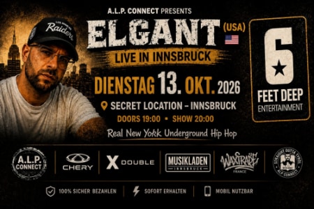EL Gant (USA) - Tue, Oct 13, 2026, 20:00 at Secret Location, Viaduktbogen 50, 6020 Innsbruck, Österreich