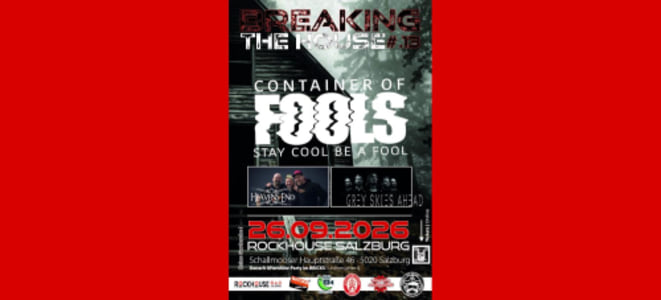 CONTAINER OF FOOLS (AUT) - Sa., 26.09.2026, 19:00 at Rockhouse Salzburg, Schallmooser Hauptstraße 46, 5020 Salzburg, Österreich