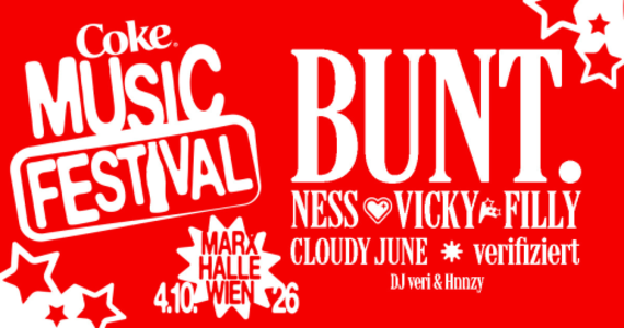 Coke Music Festival 2026 - Sun, Oct 04, 2026, 14:00 at Marx Halle Karl-Farkas-Gasse 19, 1030 Wien, Österreich