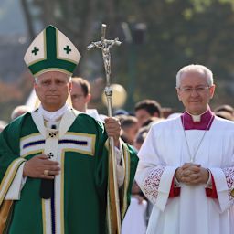 Pope Leo XIV processes to Mass at the Prairie of the Shrine of Our Lady of Lourdes on Sept. 27, 2026. | Credit: Daniel Ibáñez/EWTN News