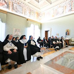 Pope Leo XIV addresses a delegation of the International Commission of Dominican Contemplative Nuns during a private audience at the Apostolic Palace in the Vatican on Sept. 30, 2026. | Credit: Vatican Media