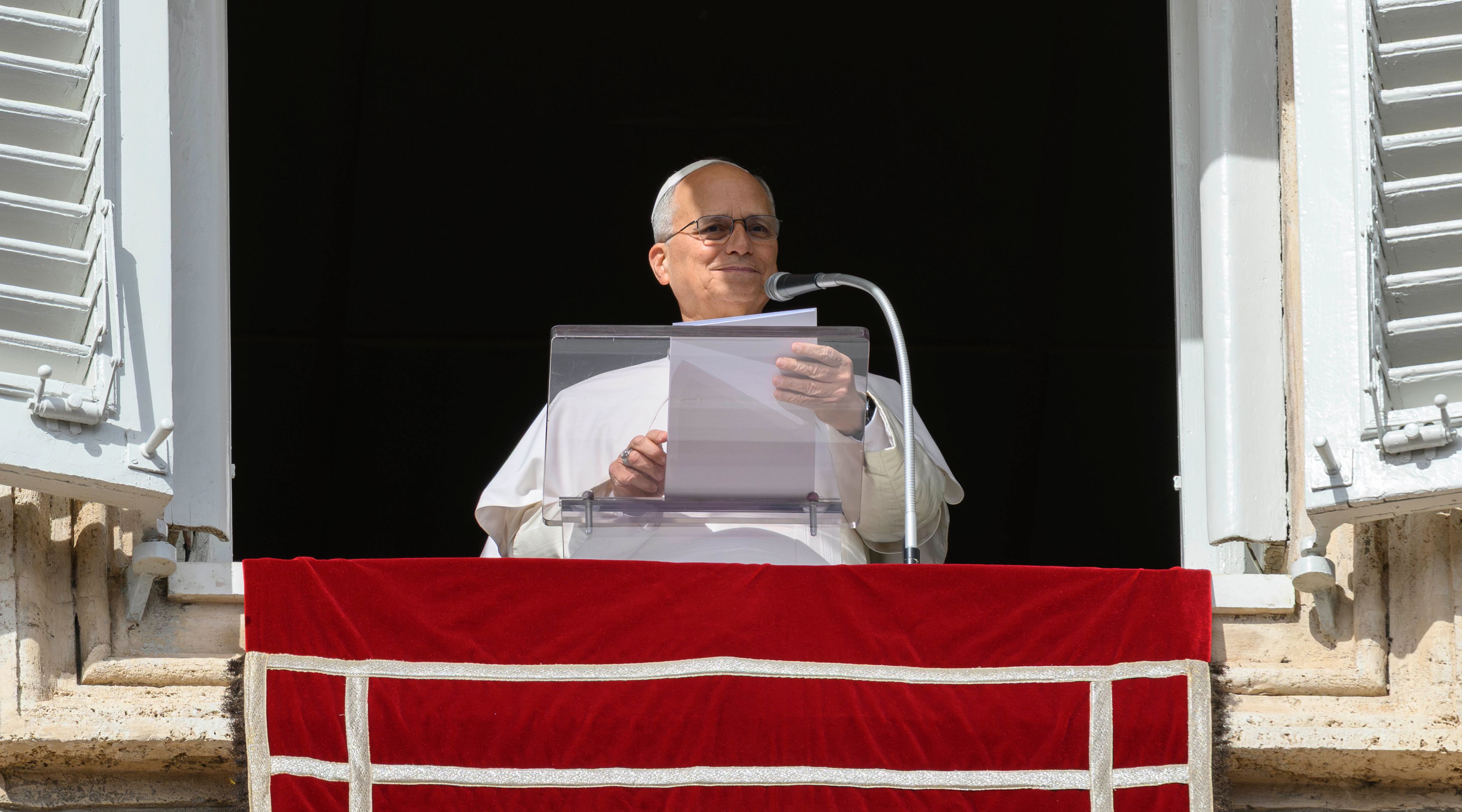 Pope Leo XIV addresses the faithful after leading the Sunday Angelus on Oct. 25, 2026, in St. Peter’s Square at the Vatican. | Credit: Vatican Media