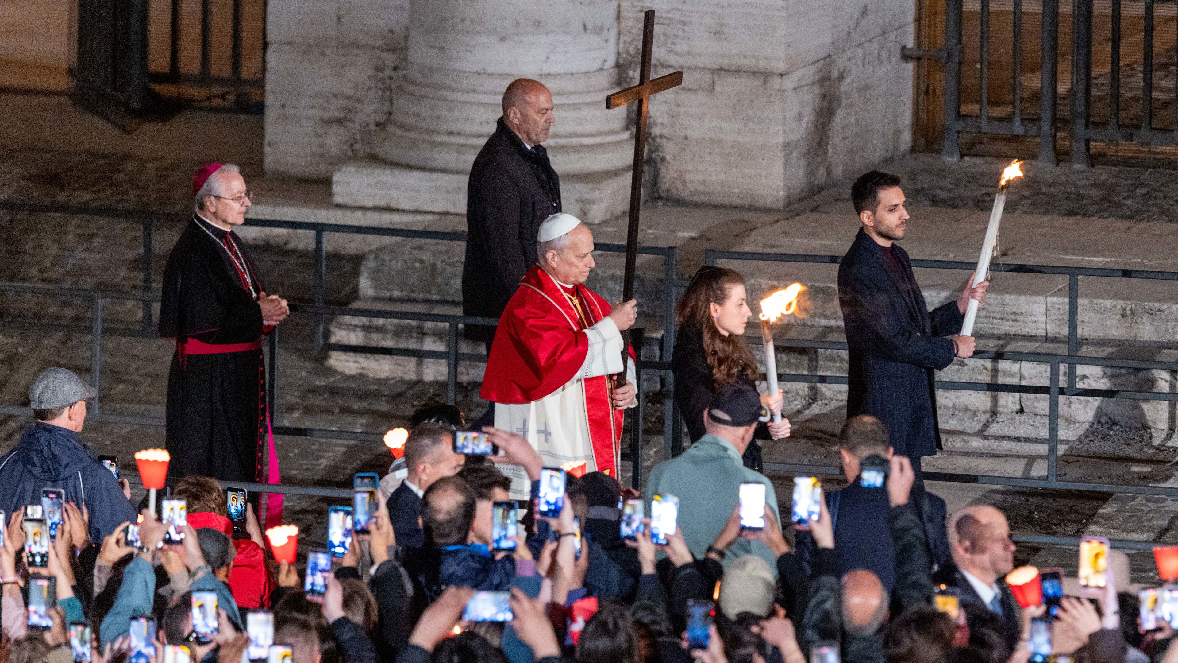 PHOTOS: Pope Leo XIV carries the cross at the Via Crucis in the Colosseum