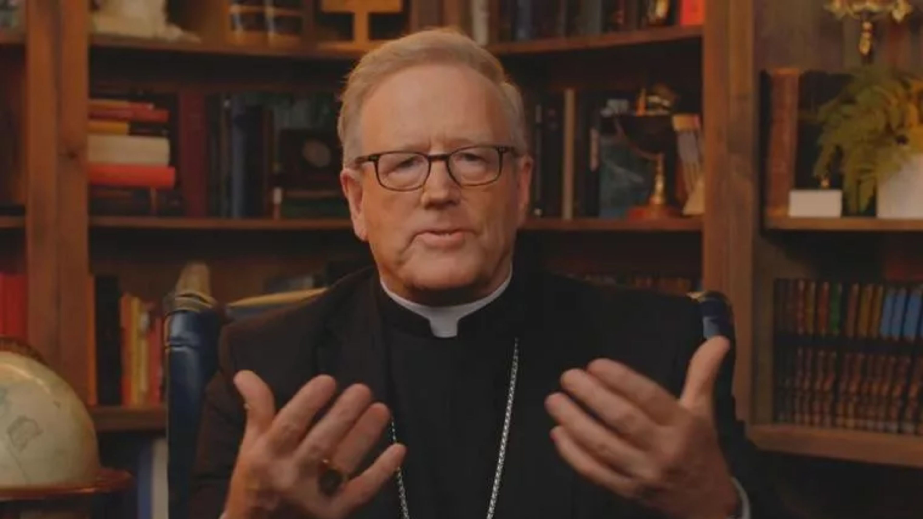 Bishop Robert Barron appears on EWTN’s “The World Over with Raymond Arroyo” on Sept. 17, 2026. | Credit: The World Over with Raymond Arroyo”/Screenshot