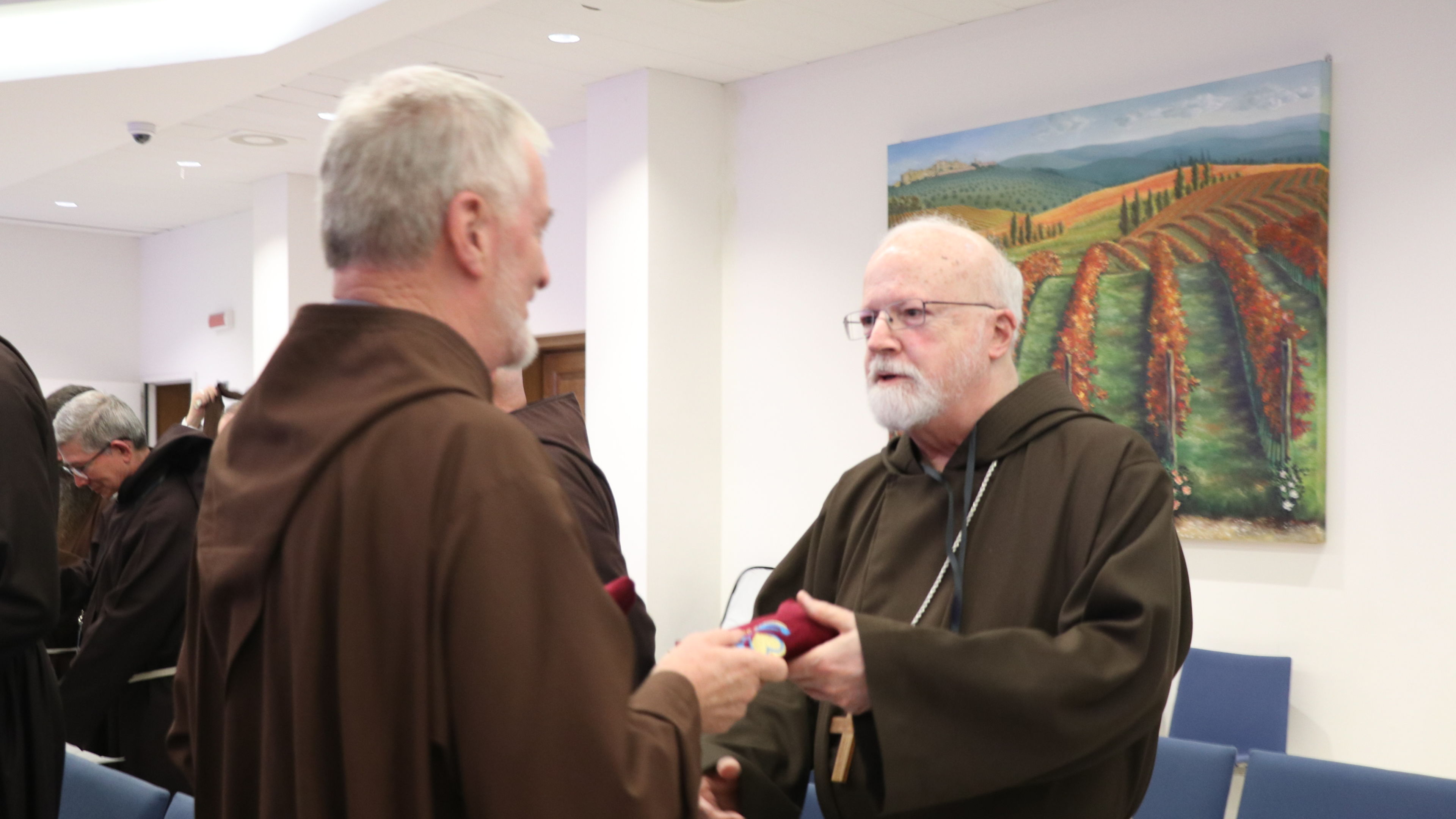Cardinal Seán Patrick O’Malley, OFM Cap, right, archbishop emeritus of Boston, with Father Roberto Genuin, OFM Cap, minister general of the Capuchin order, during a retreat for Capuchin bishops in Assisi, Italy, Sept. 9-13, 2026. | Credit: General Curia of the Capuchin Friars Minor