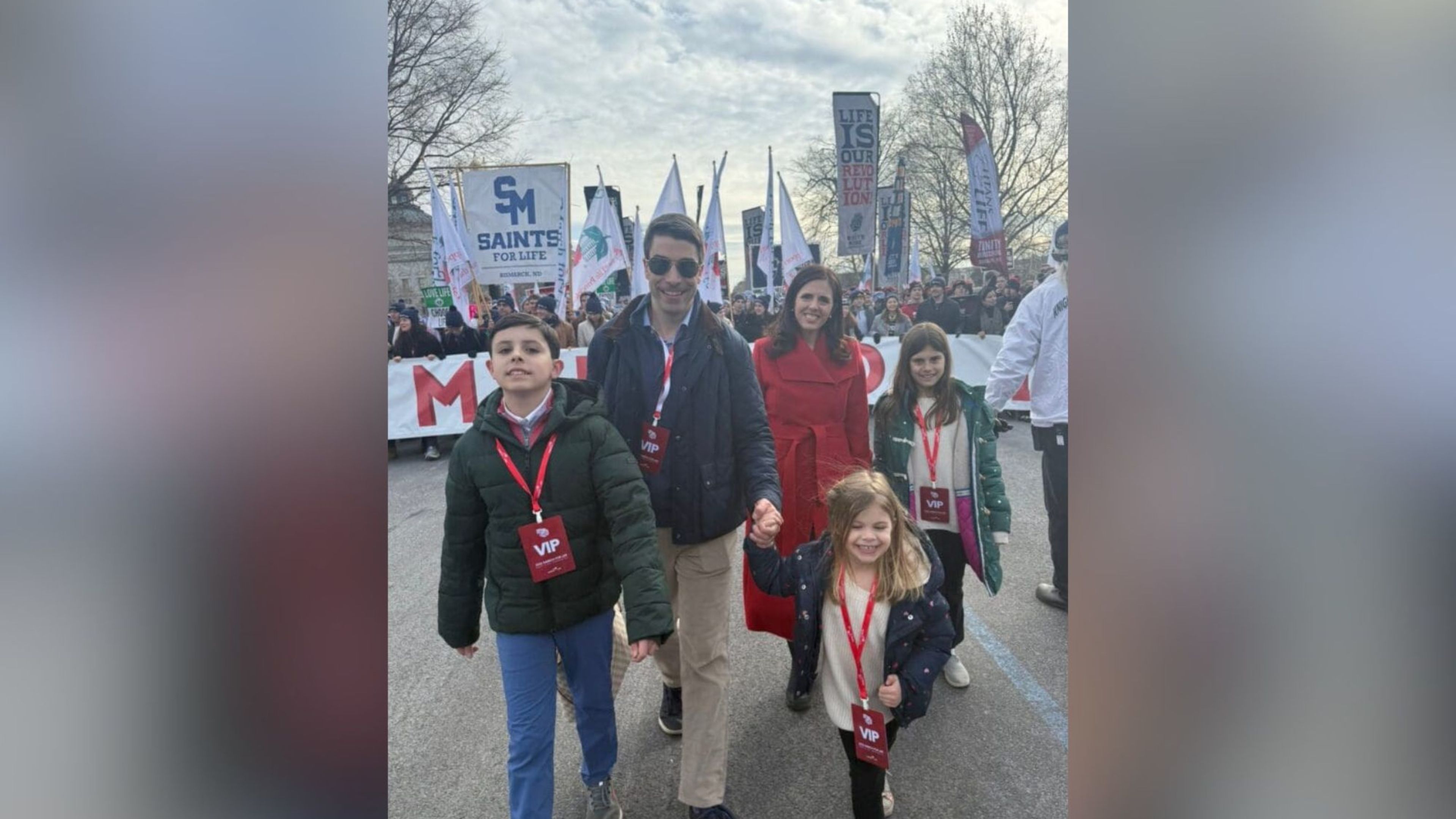 Jennie Bradley Lichter with her husband and three children at the March for Life. | Photo courtesy of March for Life