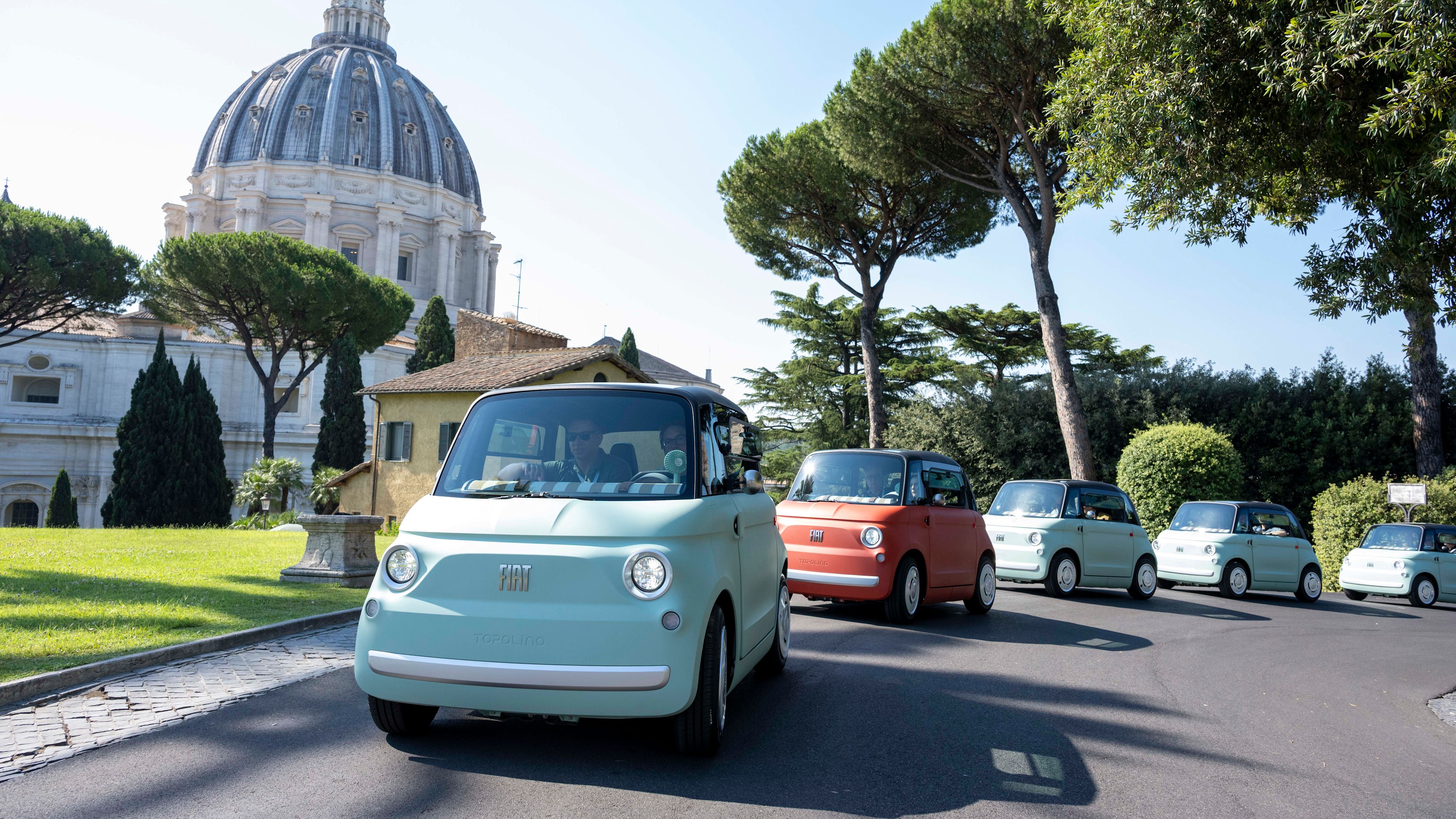 Electric vehicles donated by Fiat to the Vatican. | Credit: Governorate of Vatican City State