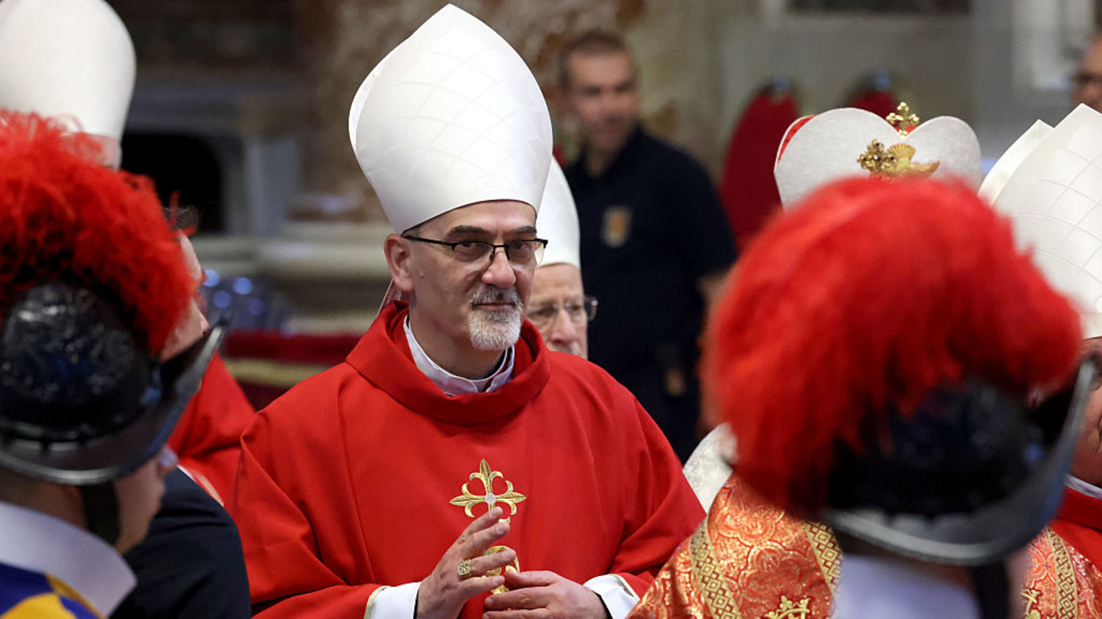 Cardinal Pierbattista Pizzaballa attends the seventh novendiales Mass at St. Peter’s Basilica on May 2, 2025, in Vatican City. | Credit: Franco Origlia/Getty Images