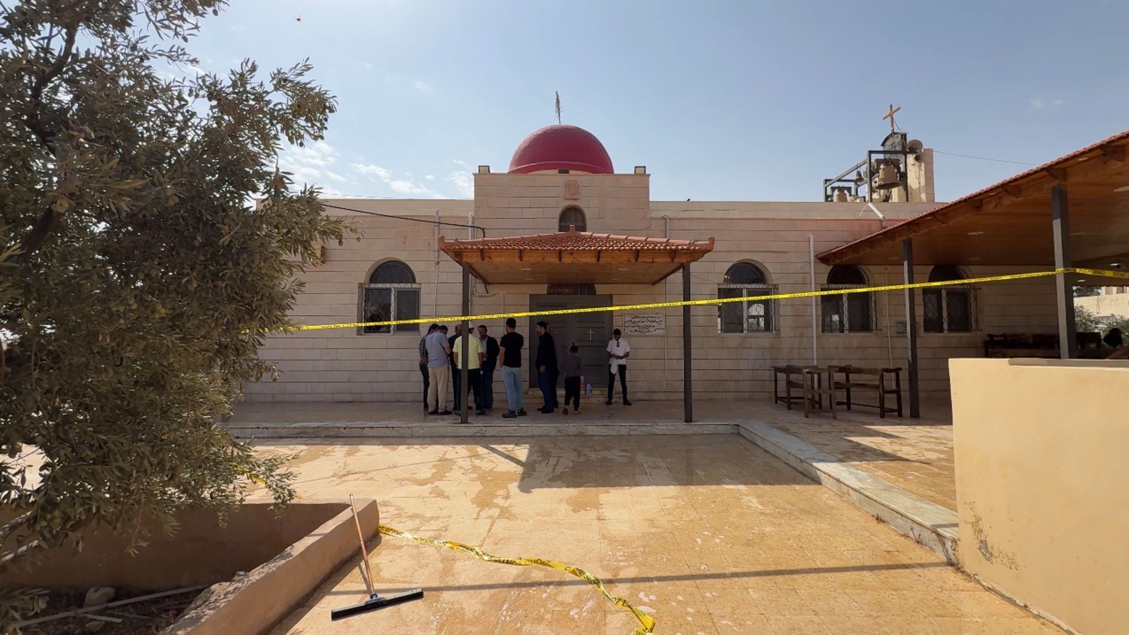 St. George Greek Orthodox Church is seen in Hamoud, southern Jordan on Oct. 24, 2026 after the deadly funeral attack on Oct. 23rd. | Credit: ACI MENA