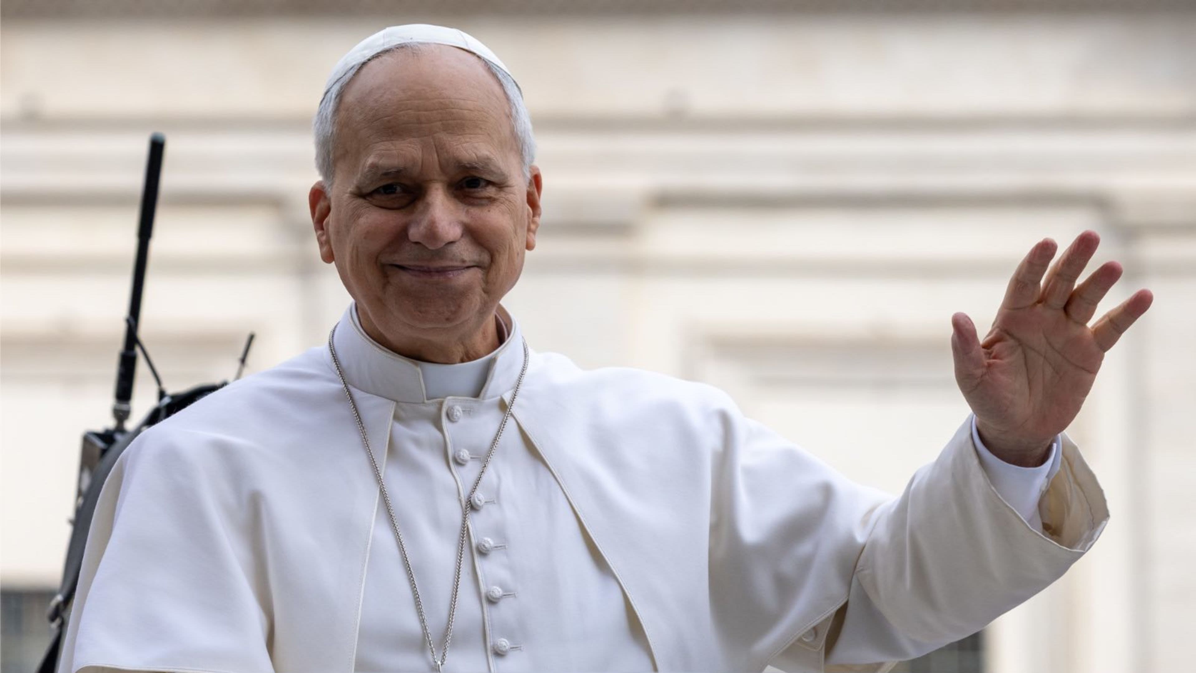 Pope Leo XIV greeting the faithful during a general audience | Credit: Daniel Ibáñez / EWTN News