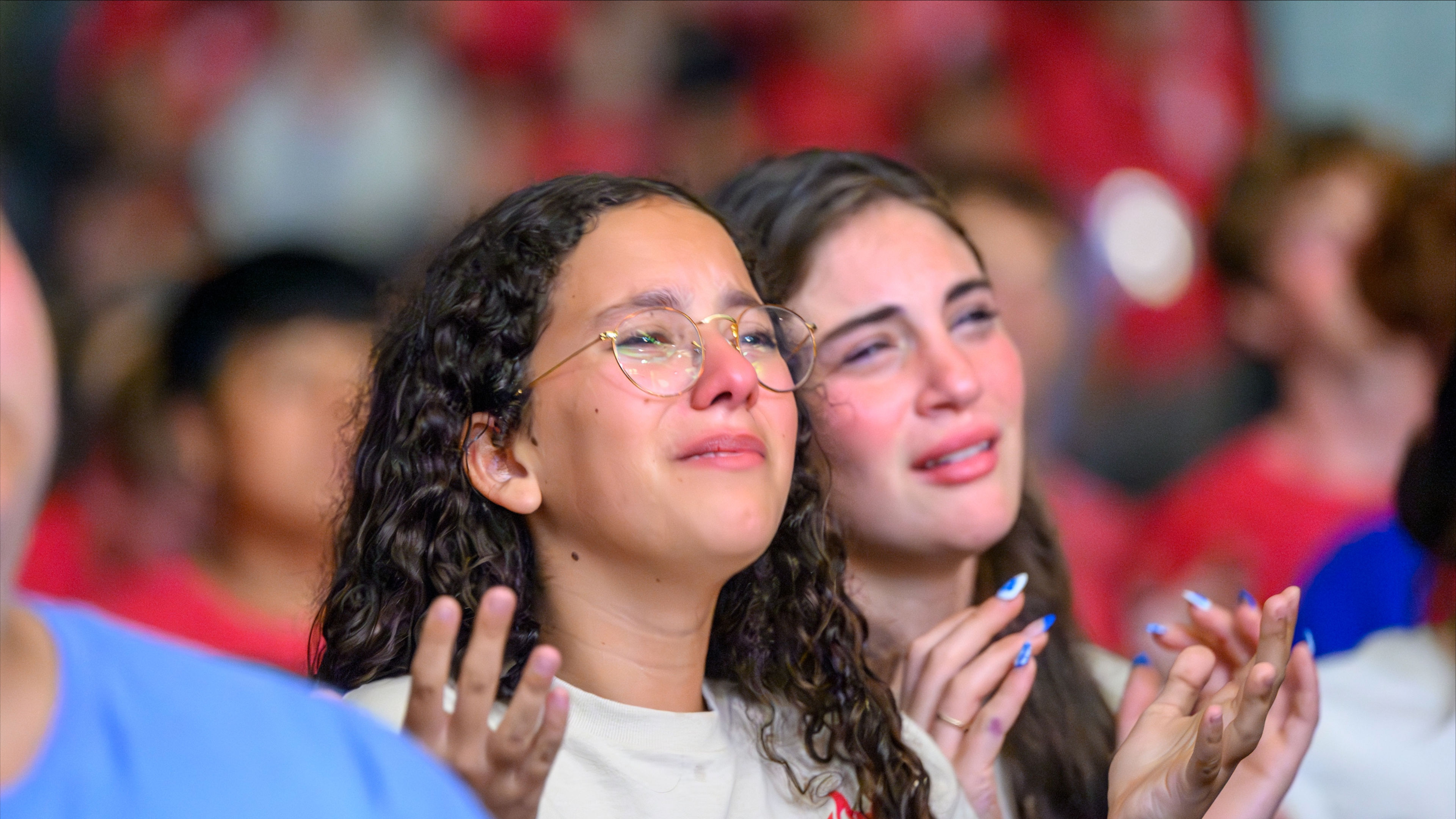 Two young women at a youth conference. | Credit: Franciscan University of Steubenville