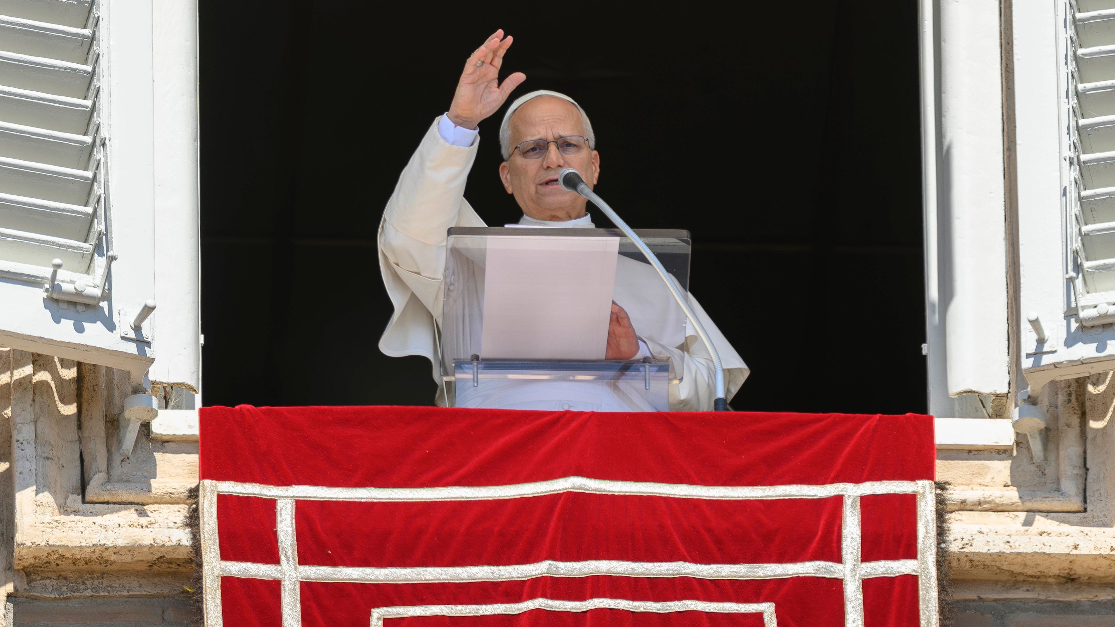 Pope Leo XIV addresses pilgrims gathered in St. Peter's Square at the Vatican for the recitation of the Angelus on Sept. 6, 2026. | Credit: Vatican Media