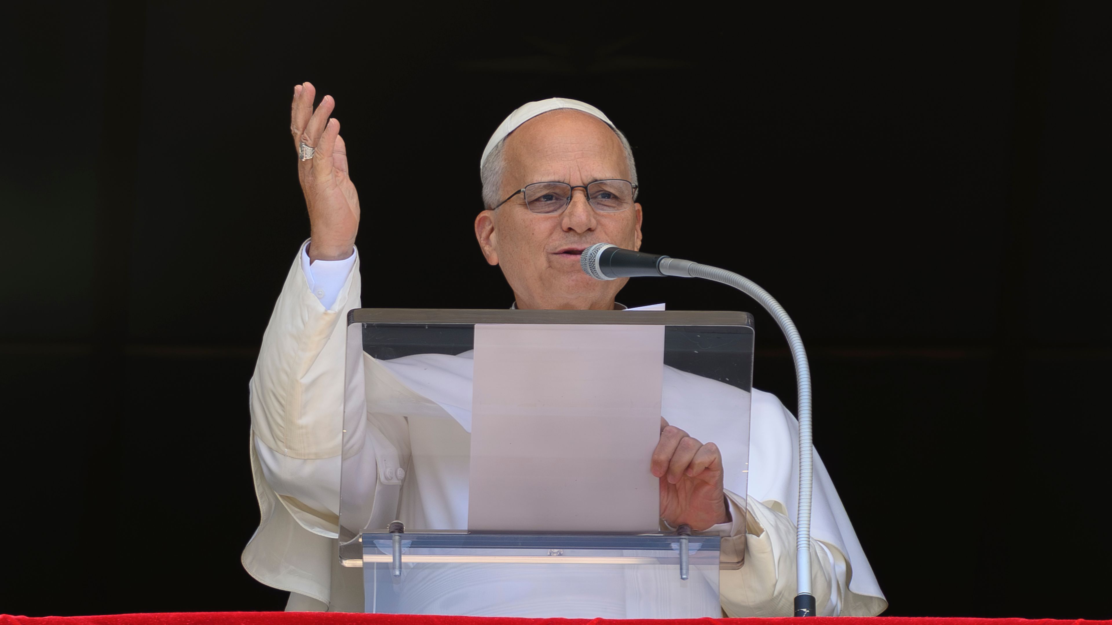 Pope Leo XIV addresses pilgrims gathered in St. Peter’s Square at the Vatican for the recitation of the Angelus on Aug. 23, 2026. | Credit: Vatican Media