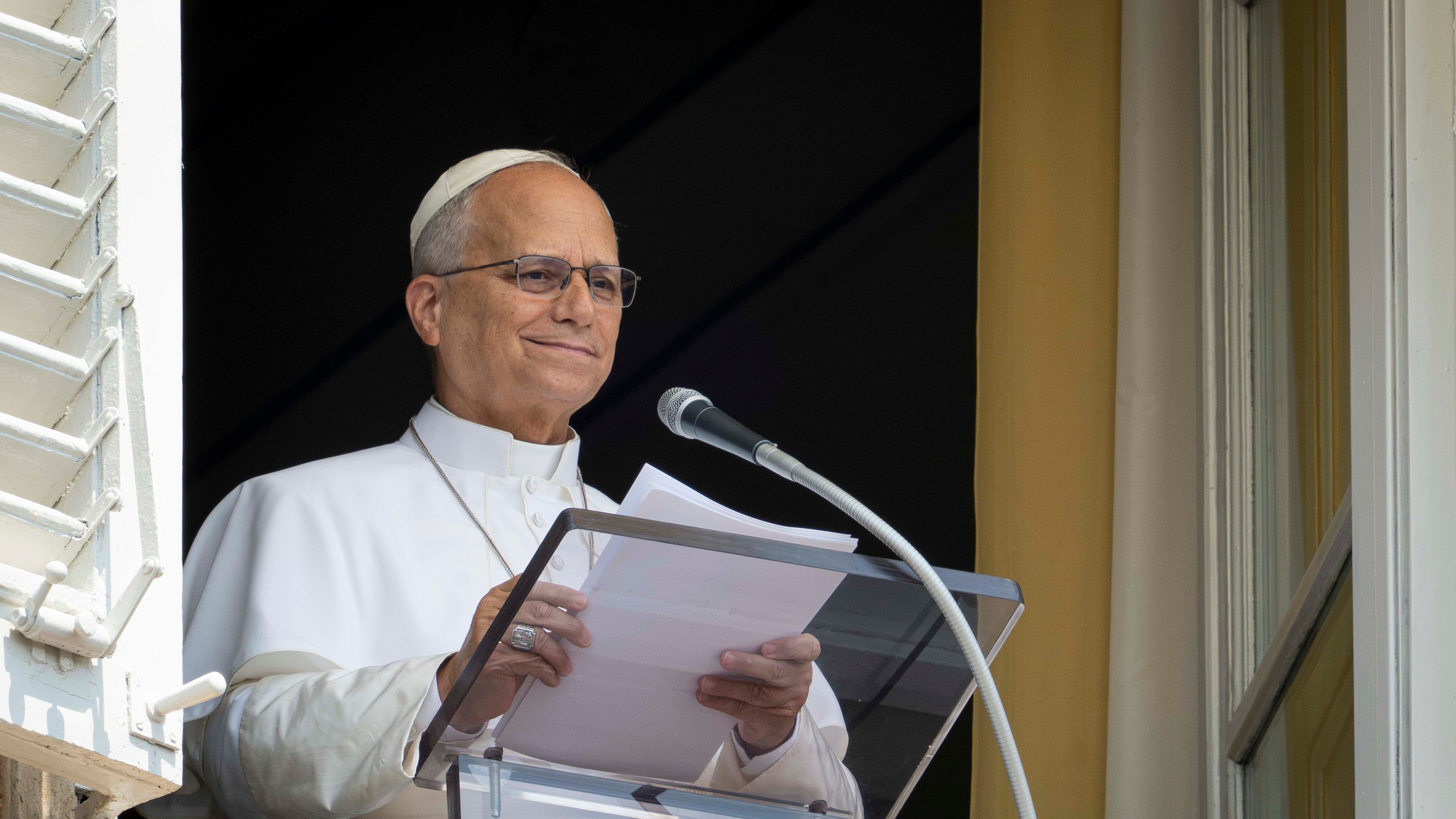 Pope Leo XIV addresses pilgrims gathered in St. Peter's Square at the Vatican for the recitation of the Angelus on August 2, 2026. | Credit: Vatican Media