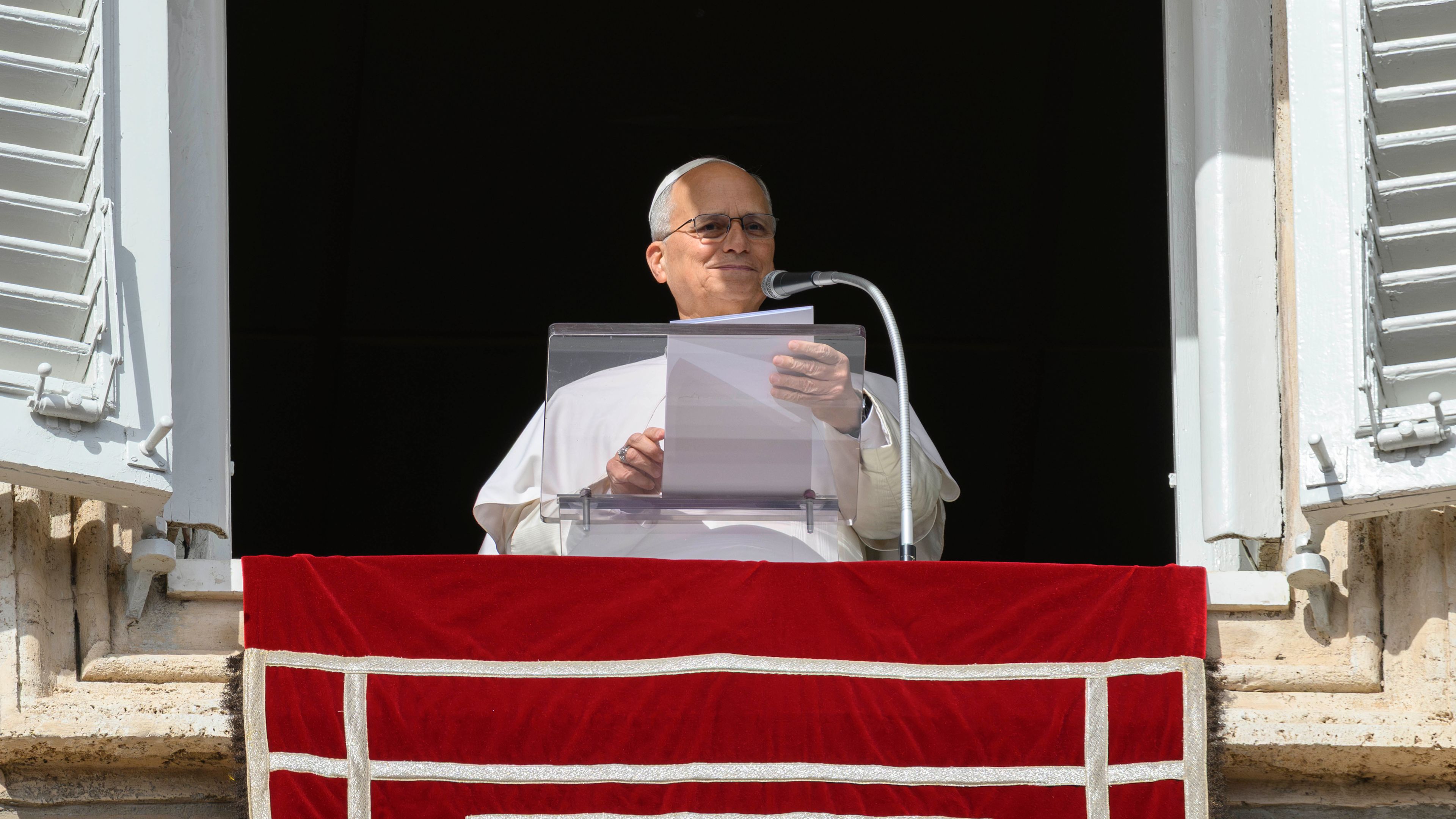 Pope Leo XIV addresses the faithful after leading the Sunday Angelus on Oct. 25, 2026, in St. Peter’s Square at the Vatican. | Credit: Vatican Media