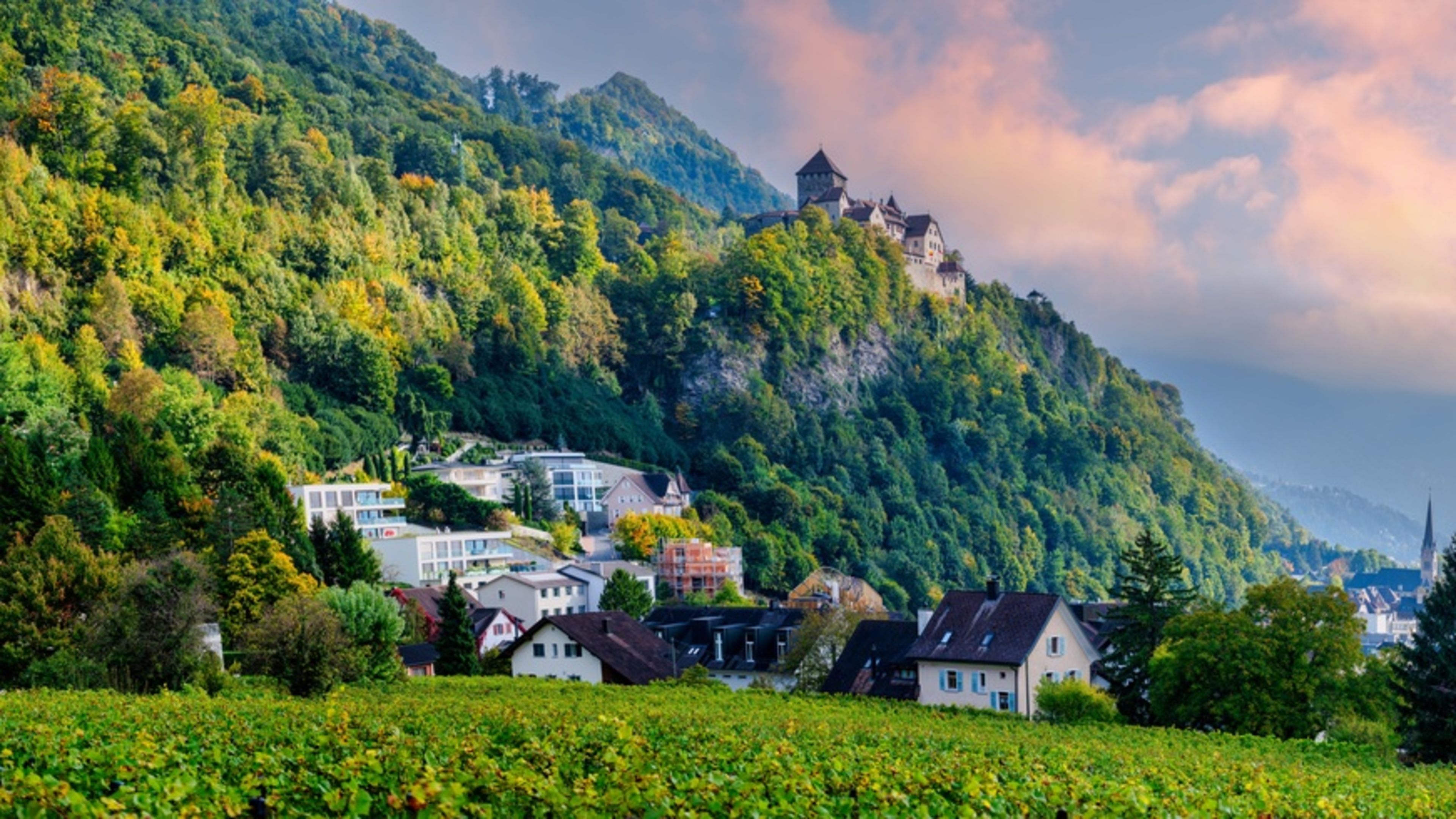 Vaduz Castle, the official residence of the prince of Liechtenstein, overlooks the capital on Sept. 9, 2026. | Credit: Arnold Petersen/Shutterstock
