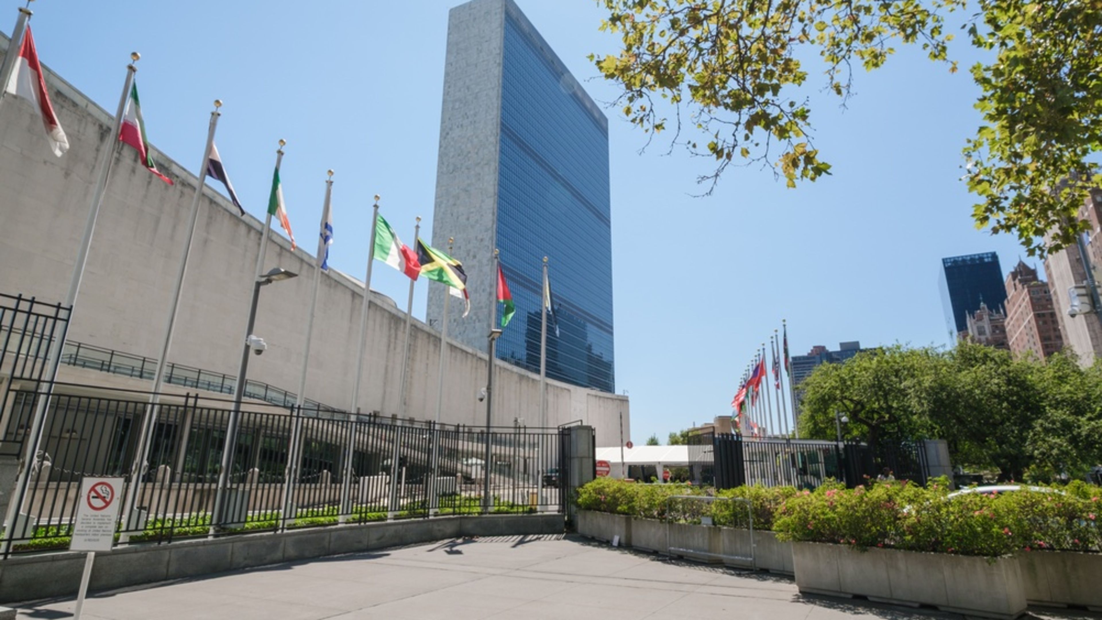 Flags fly at the United Nations headquarters in New York City, Sept. 16, 2025. | Credit: Chen Fangxiang / Shutterstock
