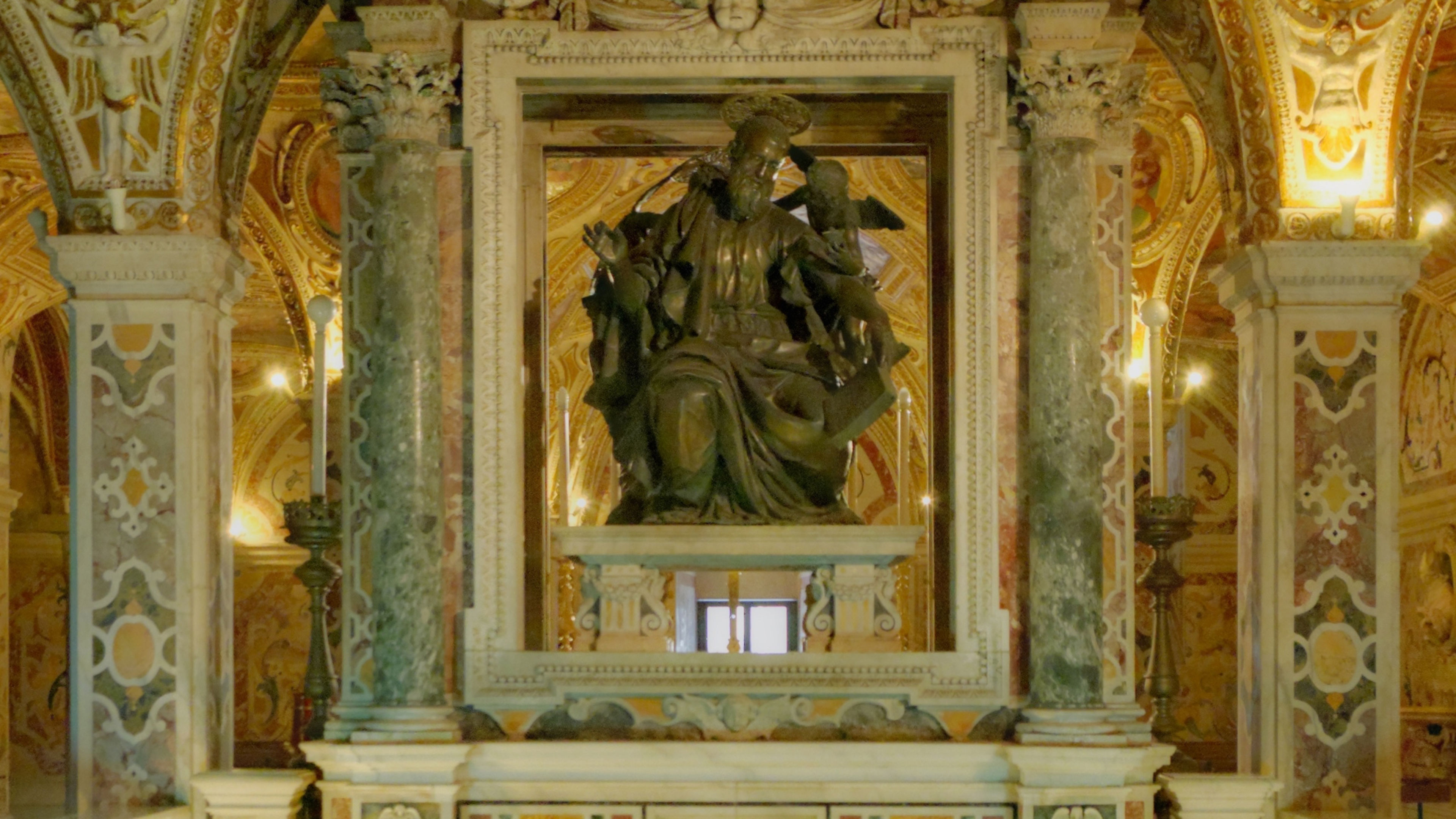 The statue of St. Matthew above the crypt altar beneath the cathedral of Salerno, Italy. | Credit: Berthold Werner/Wikimedia Commons