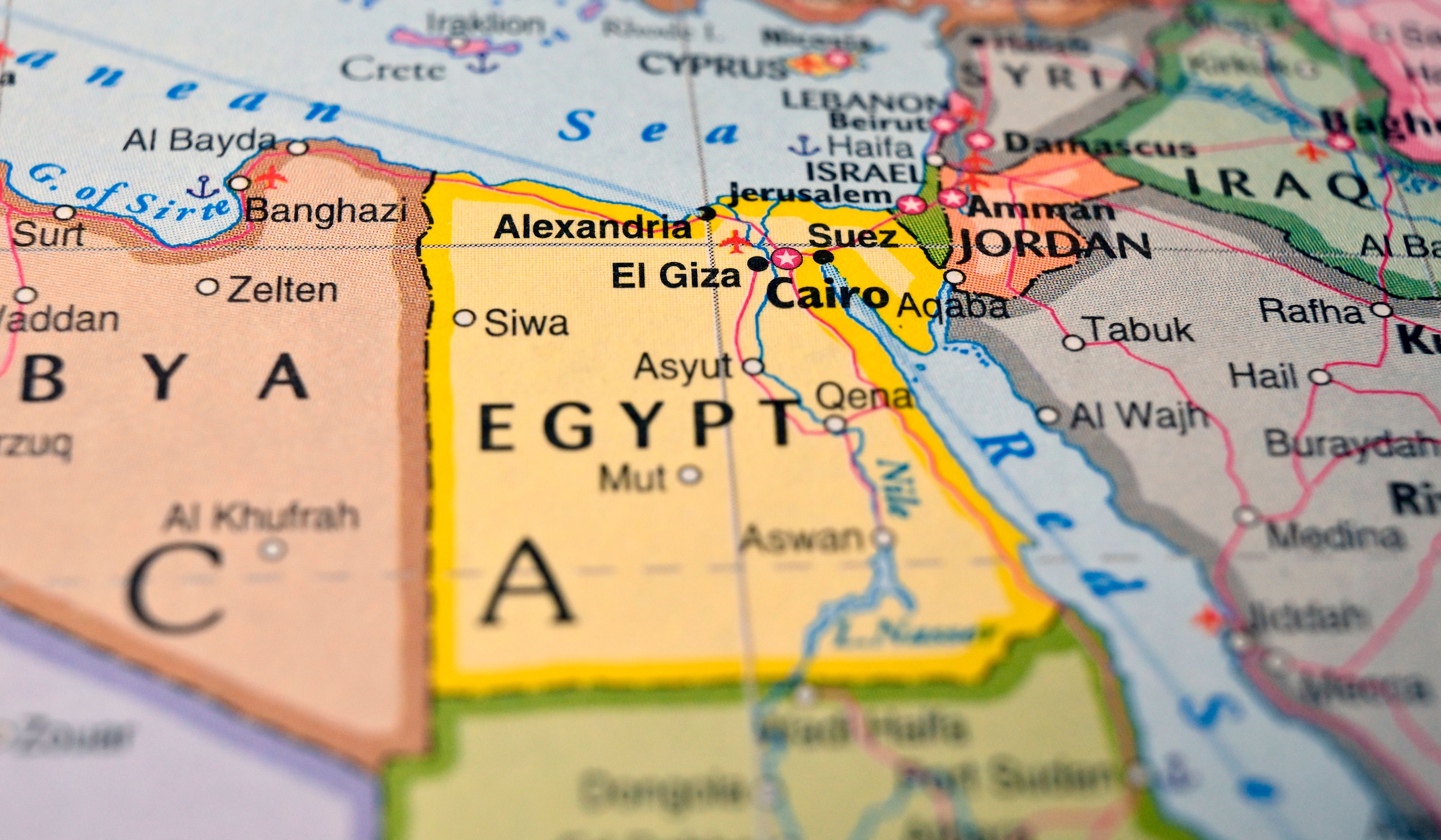 Mapa de Egipto. | Crédito: Shutterstock.