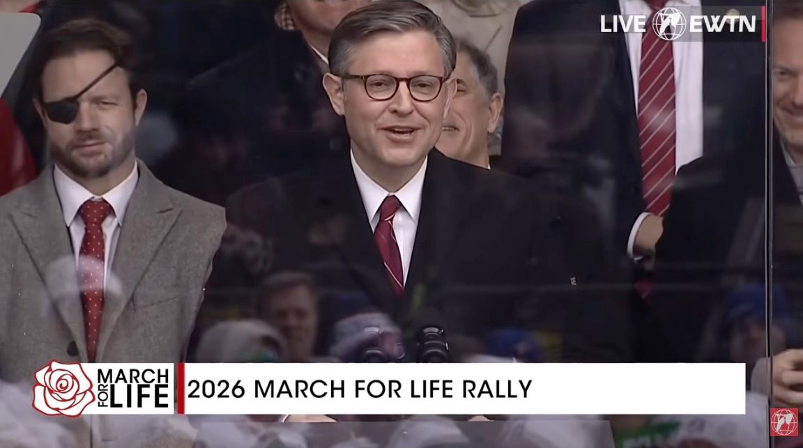 Speaker Mike Johnson speaks at the March for Life 