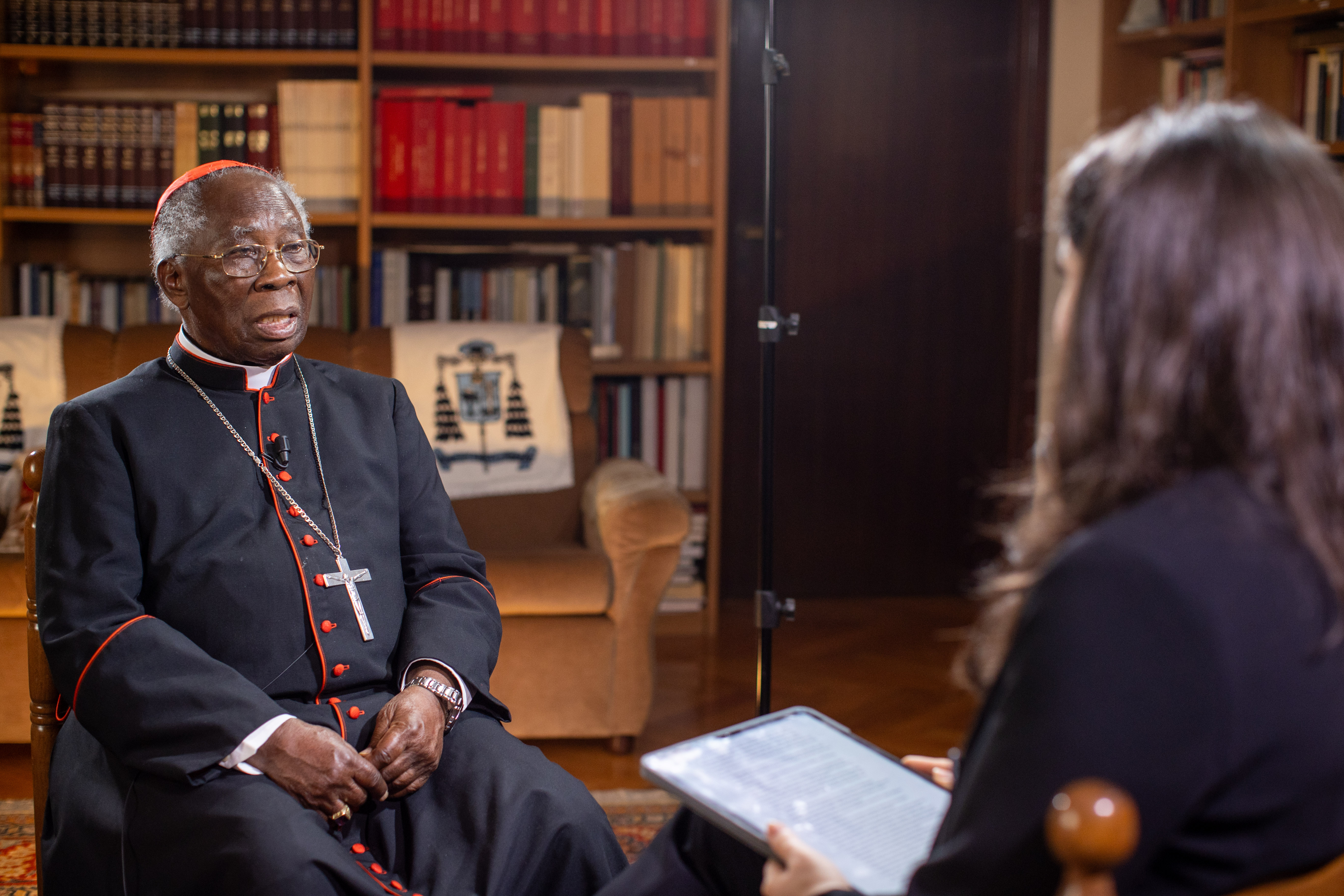 Cardinal Francis Arinze speaks to EWTN News on Thursday, Feb. 20, 2025. | Credit: Daniel Ibáñez/CNA 