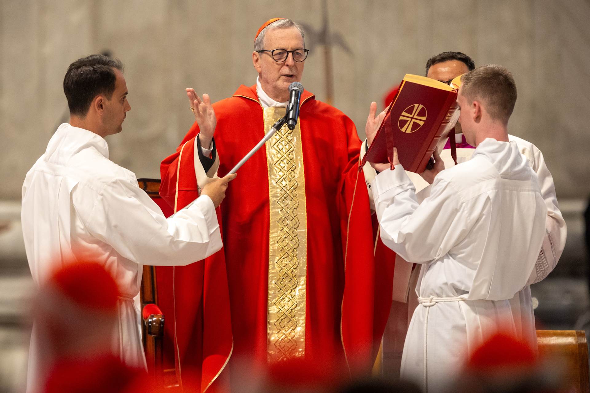 Cardinal Claudio Gugerotti, prefect emeritus of the Dicastery for the Eastern Churches, celebrates the seventh Novendiales Mass for Pope Francis on May 2, 2025, in St. Peter’s Basilica at the Vatican. | Credit: Daniel Ibáñez/CNA 