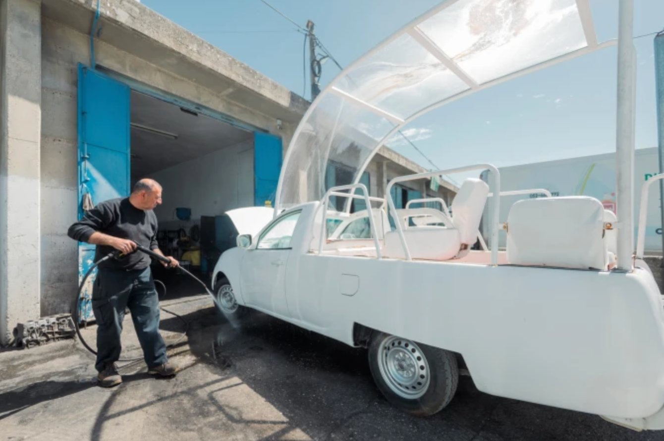 The popemobile used by Pope Francis during his visit to Bethlehem in 2014. | Credit: Courtesy of Caritas 