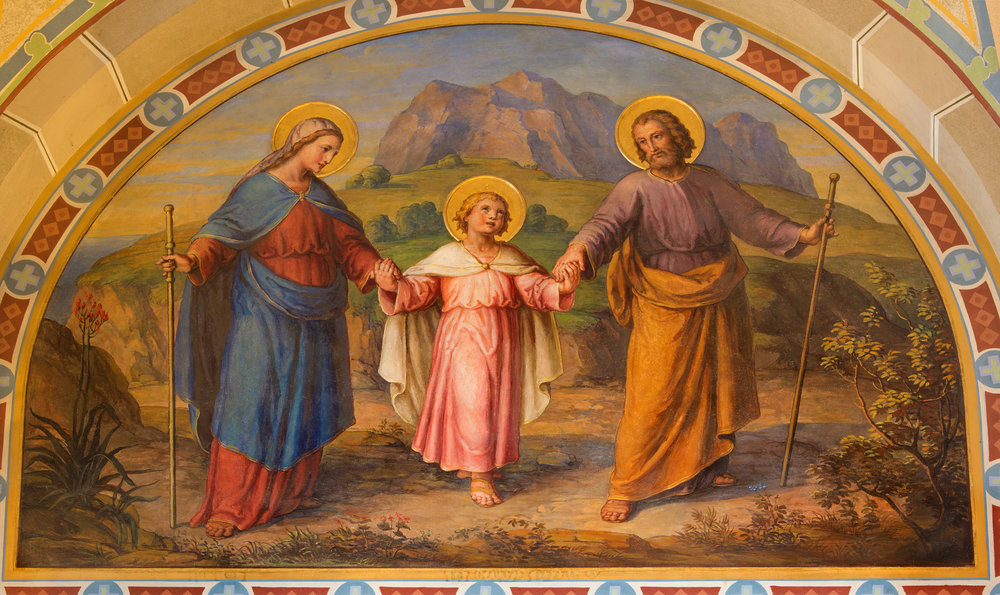 Fresco of the Holy Family in Dobling Carmelite Monastery in Vienna, Austria. The Church celebrates the feast of the Holy Family this year on Sunday, Dec. 29, 2024. | Credit: Renata Sedmakova/Shutterstock