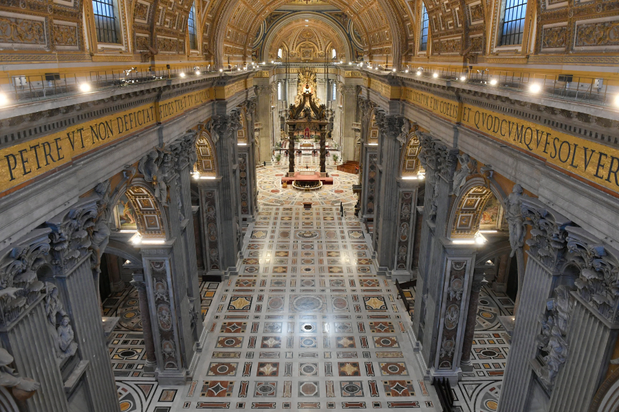 An empty St. Peter’s Basilica. | Credit: Vatican Media