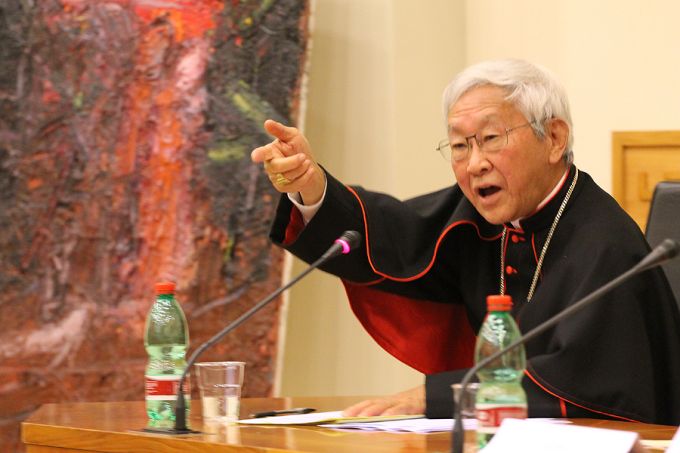 Cardinal Joseph Zen Ze-kiun speaks at the Asianews Conference at the Pontifical Urbaniana University in Rome, Nov. 18, 2014.  -  Bohumil Petrik/CNA.