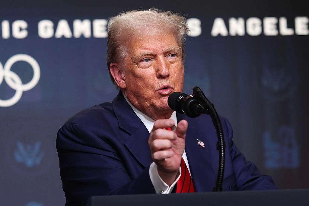 President Donald Trump speaks to reporters in the South Court Auditorium in the Eisenhower Executive Office Building on Aug. 5, 2025, in Washington, D.C. | Credit: Win McNamee/Getty Images