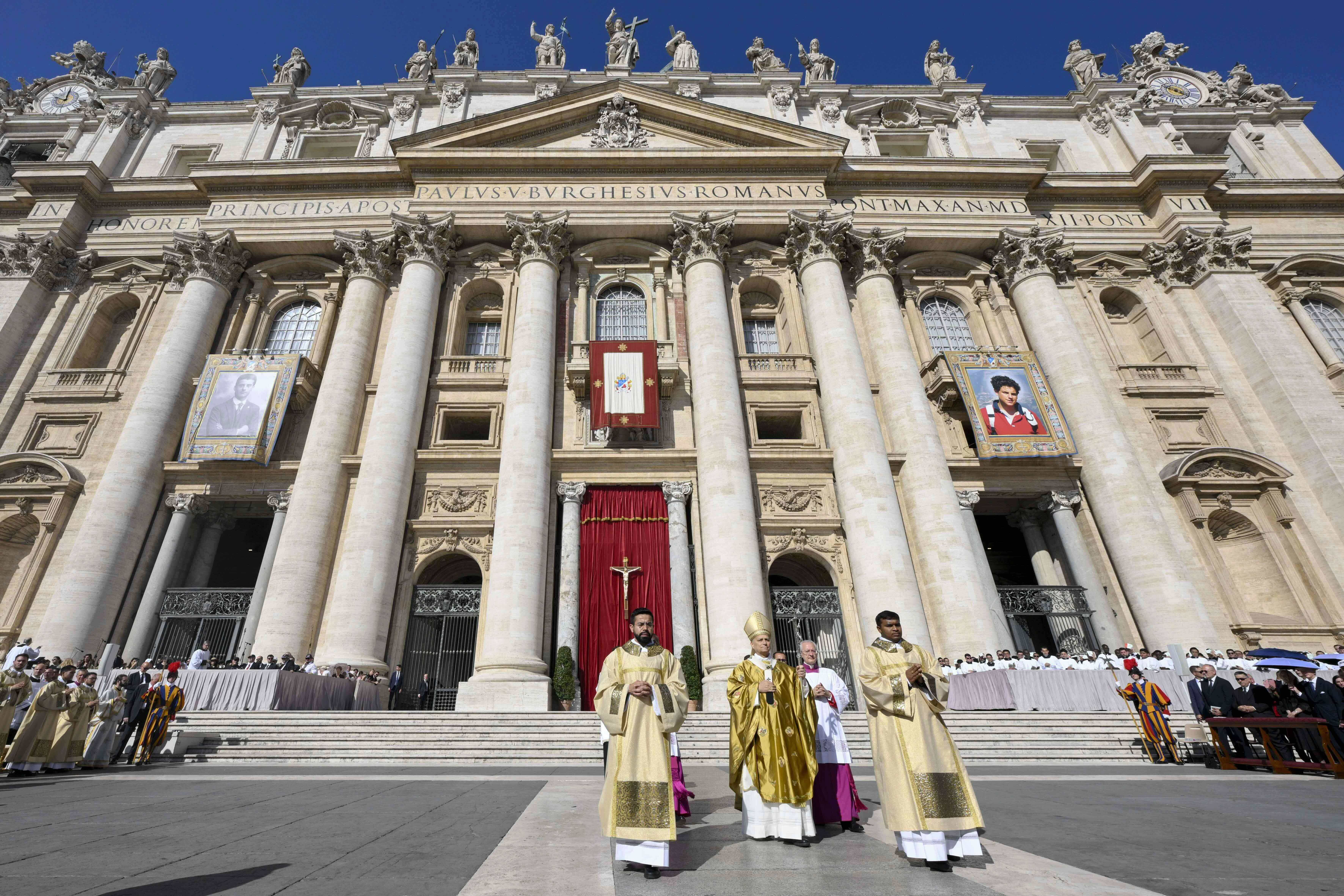 The facade of St. Peter's Basilica during the canonization of Sts. Carlo Acutis and Pier Giorgio Frassati on Sept. 7, 2025. | Credit: Vatican Media
