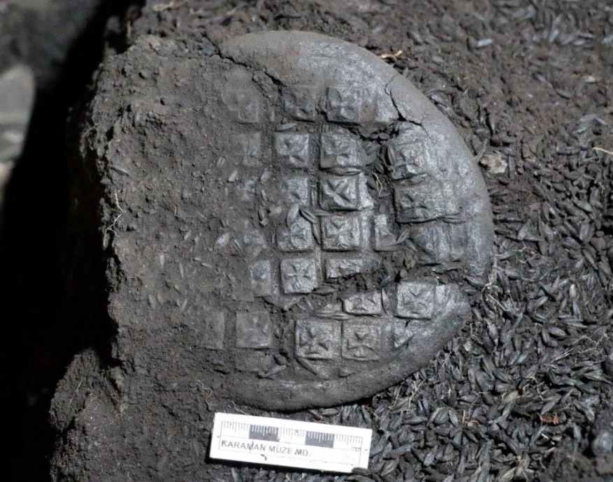 The exceptionally well-preserved loaves are also embossed with the cross. Credit: Photo courtesy of Karaman Governorship