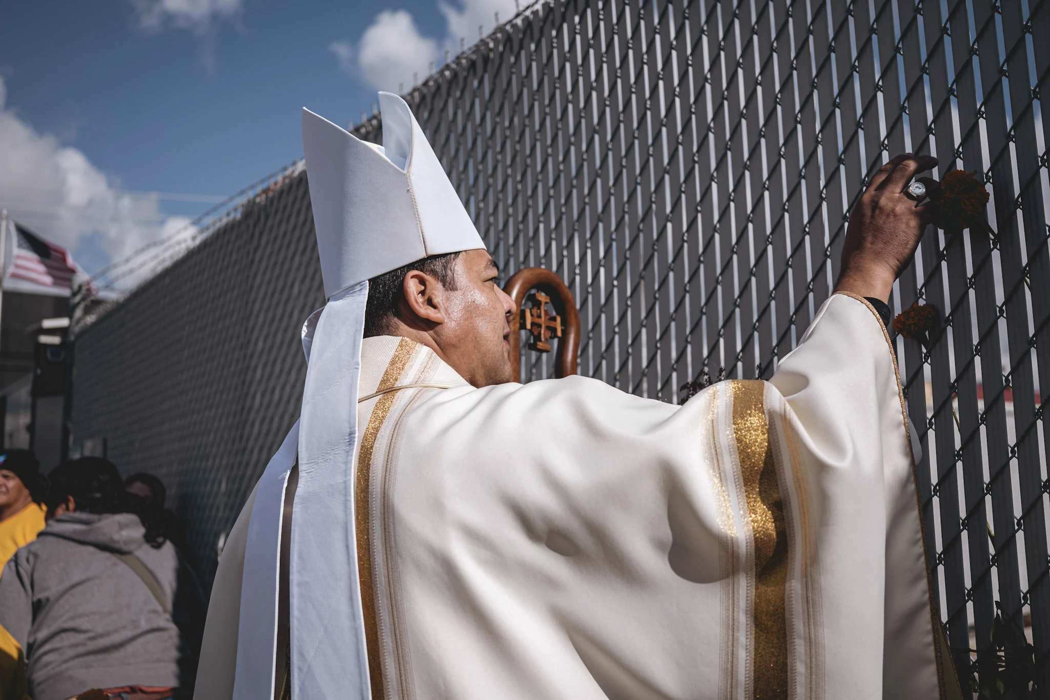 Auxiliary Bishop Jose Mar&iacute;a Garc&iacute;a-Maldonado attempts to visit detainees at the Broadview, Illinois, immigration facility and was not admitted Nov. 1, 2025. | Credit: Bryan Sebastian, courtesy of Coalition for Spiritual and Public Leadership