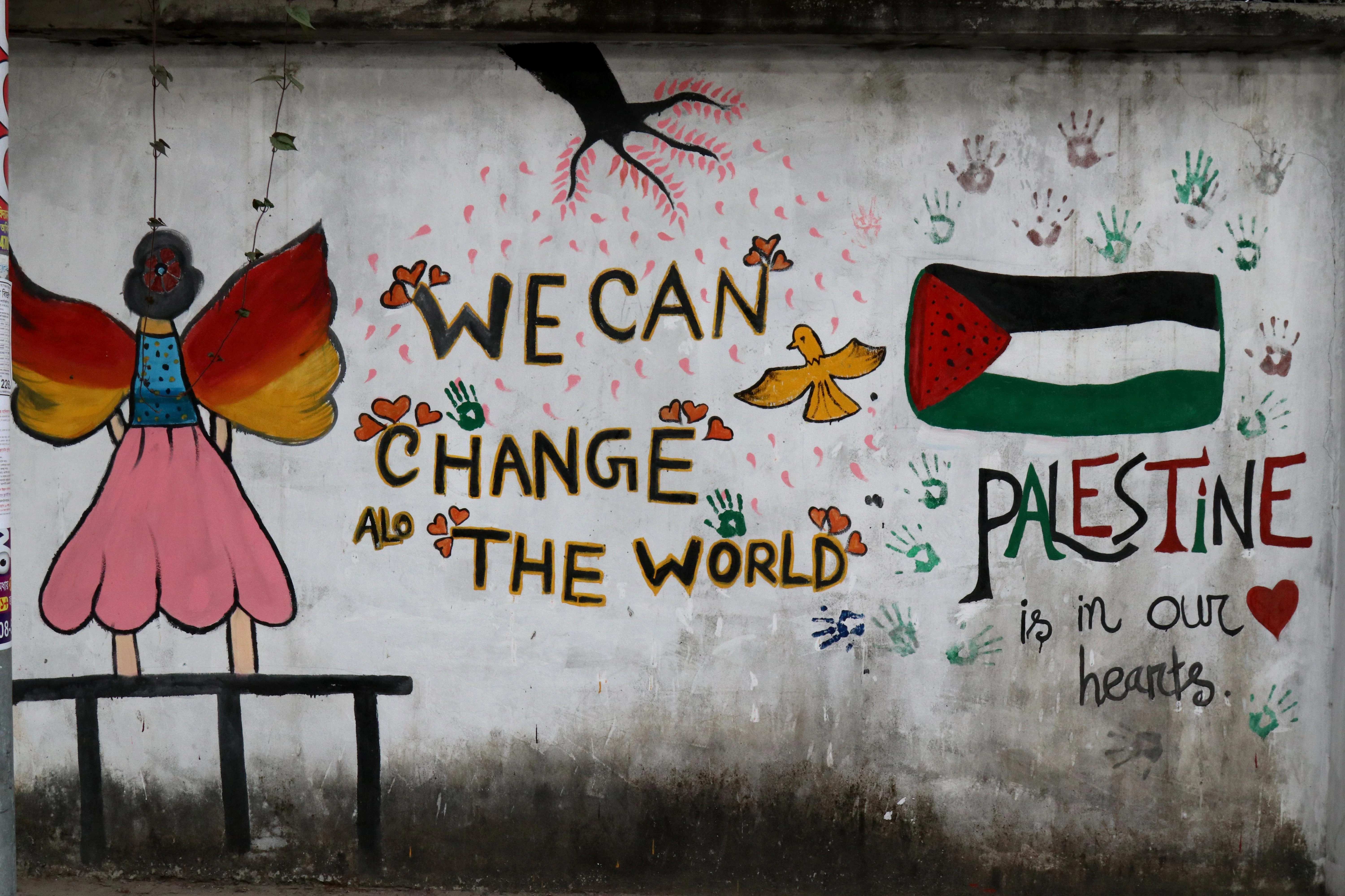 During the student-led July uprising last year, students painted various types of graffiti on walls in Dhaka. Credit: Stephan Uttom Rozario