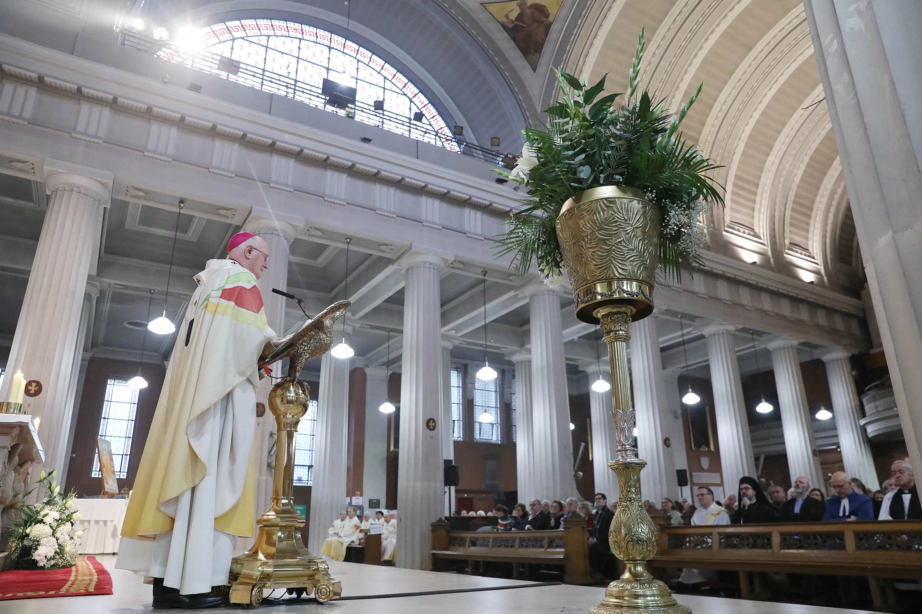 Archbishop Dermot Farrell of the Dublin Archdiocese speaks at a Mass at St. Mary’s in Dublin on Nov. 14, 2025. Farrell spoke at a Mass on Jan. 1, 2026, the World Day of Peace, calling on politicians to promote peace. | Credit: John McElroy/Dublin Archdiocese