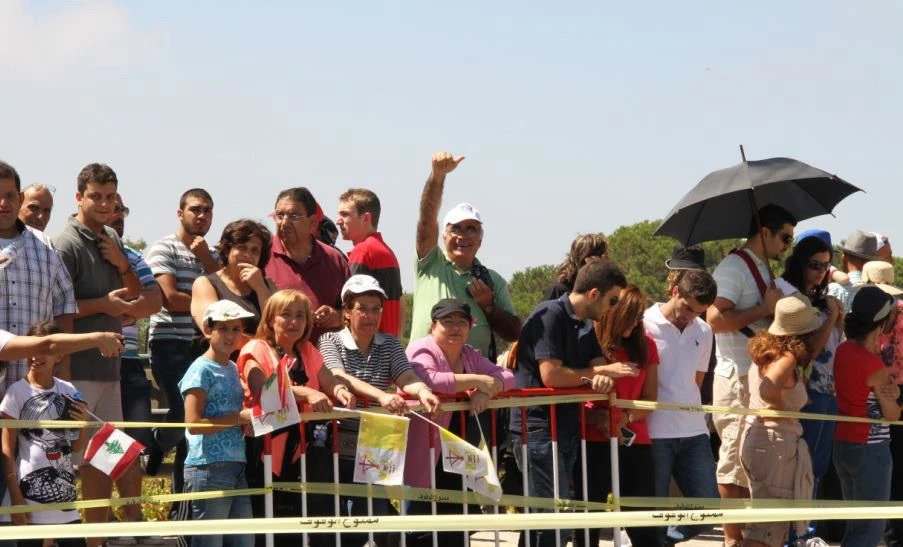 Lebanese faithful gather to welcome Pope Benedict XVI to their country in 2012. Credit: Philippe Abou Zeid via Elie Baroud