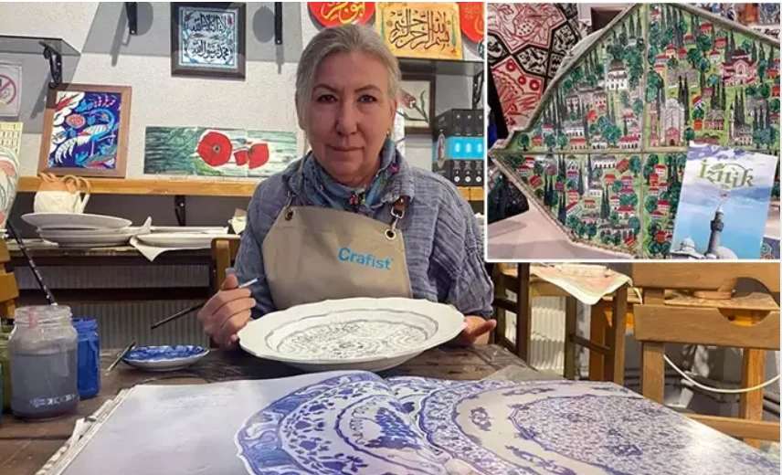 Mesude K&uuml;nen, a ceramic artist for 33 years who works with the Ministry of Culture and Tourism in Turkey, has spent two months completing a miniature depicting the historic sites and ramparts of Iznik. She said to multiple Turkish media stations she was very excited about Pope Leo XIV's visit. Credit Photo courtesy of Mesude K&uuml;nen