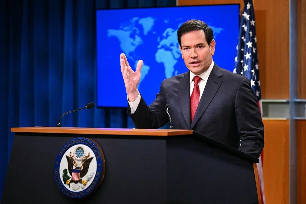 U.S. Secretary of State Marco Rubio speaks during an end-of-year press conference in the State Department Press Briefing Room in Washington, D.C., on Dec. 19, 2025. | Credit: Mandel NGAN/AFP via Getty Images