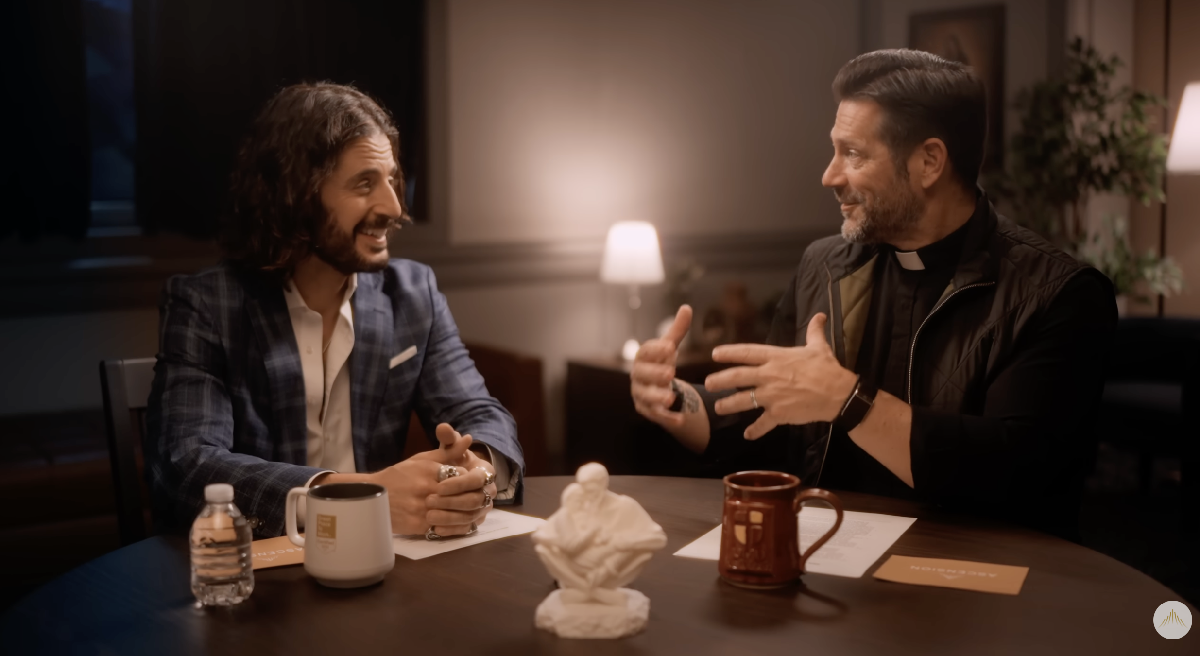 Actor Jonathan Roumie, known for his role as Jesus in “The Chosen,” and Father Mike Schmitz, known for the “Bible in a Year” podcast, sit down for an in-depth interview. Credit: Ascension Presents