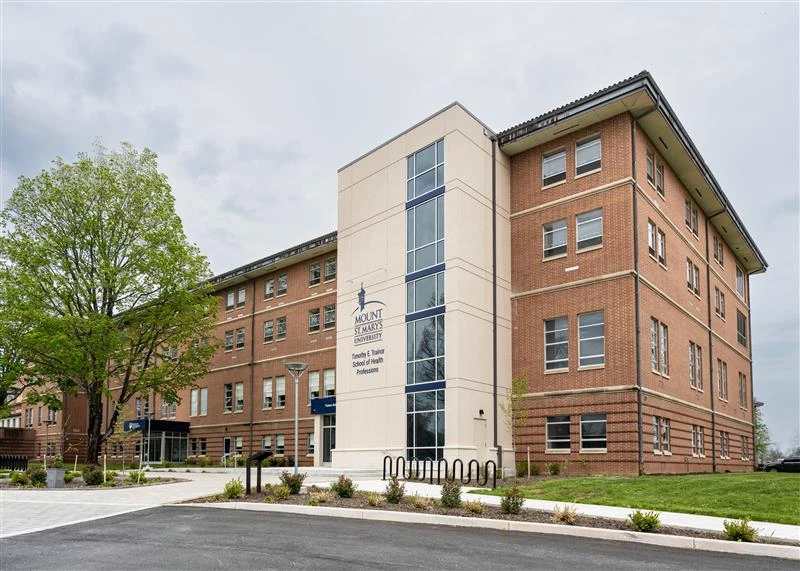 Exterior view of the new Timothy E. Trainor School of Health Professions at Mount St. Mary’s University in Emmitsburg, Maryland. Credit: Photo courtesy of Mount St. Mary’s University