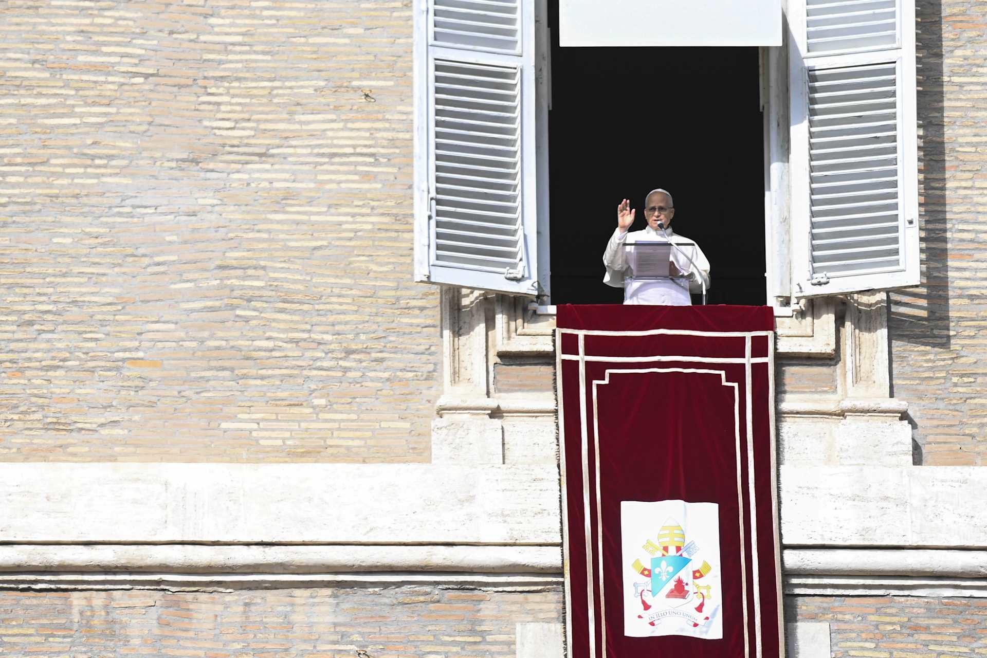 Pope Leo XIV addresses pilgrims gathered in St. Peter’s Square at the Vatican for recitation of the Angelus on Jan. 1, 2026. | Credit: Vatican Media