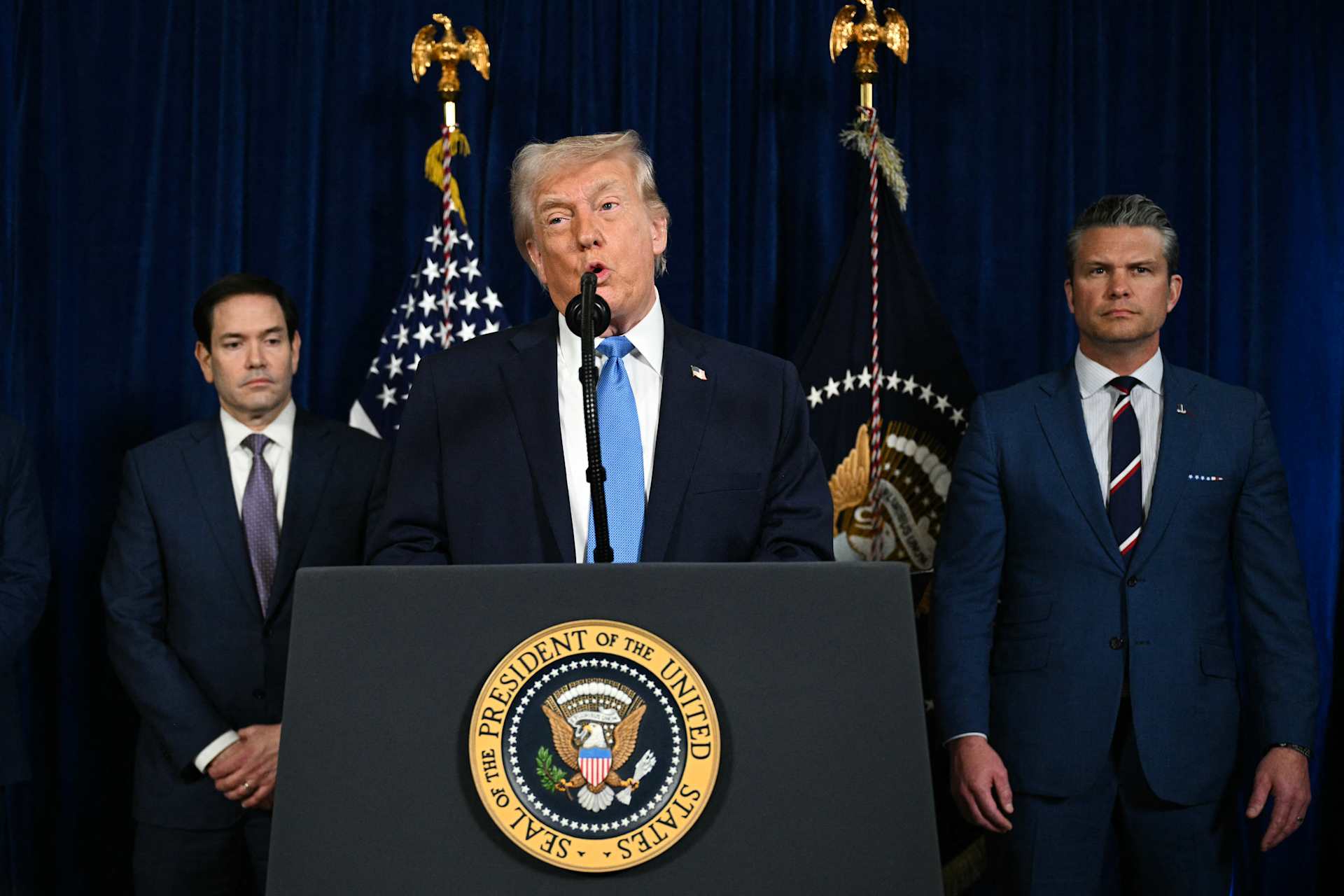 U.S. President Donald Trump delivers a press conference after the capture of Venezuela President Nicolás Maduro in Washington, D.C., on Saturday, Jan. 3, 2026. | Credit: JIM WATSON/Getty Images null