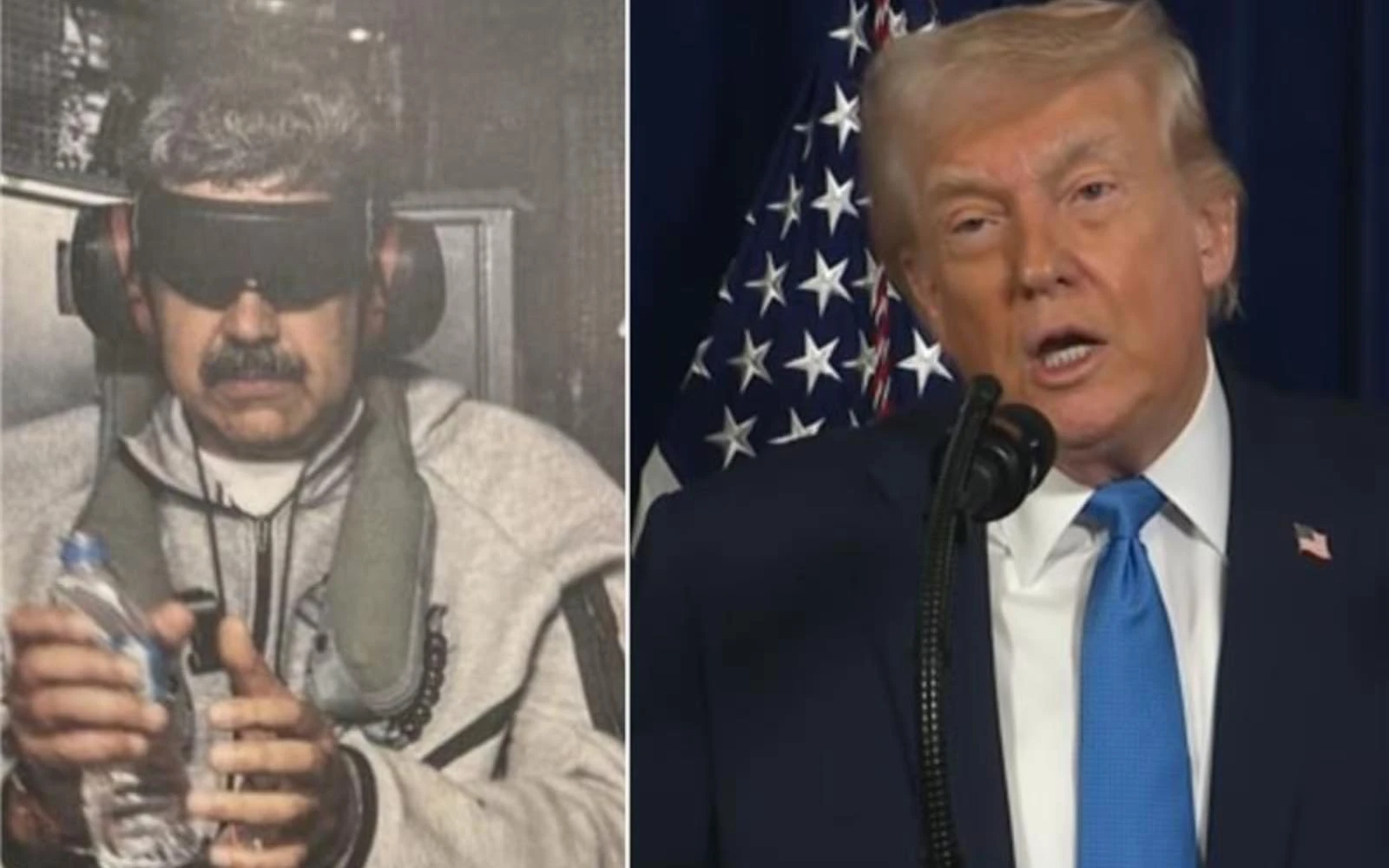 Nicolás Maduro captured and transported aboard the U.S. Navy ship USS Iwo Jima / President Donald Trump during his address to the nation, Jan. 3, 2026. | Credit: Donald Trump / Truth Social - White House.